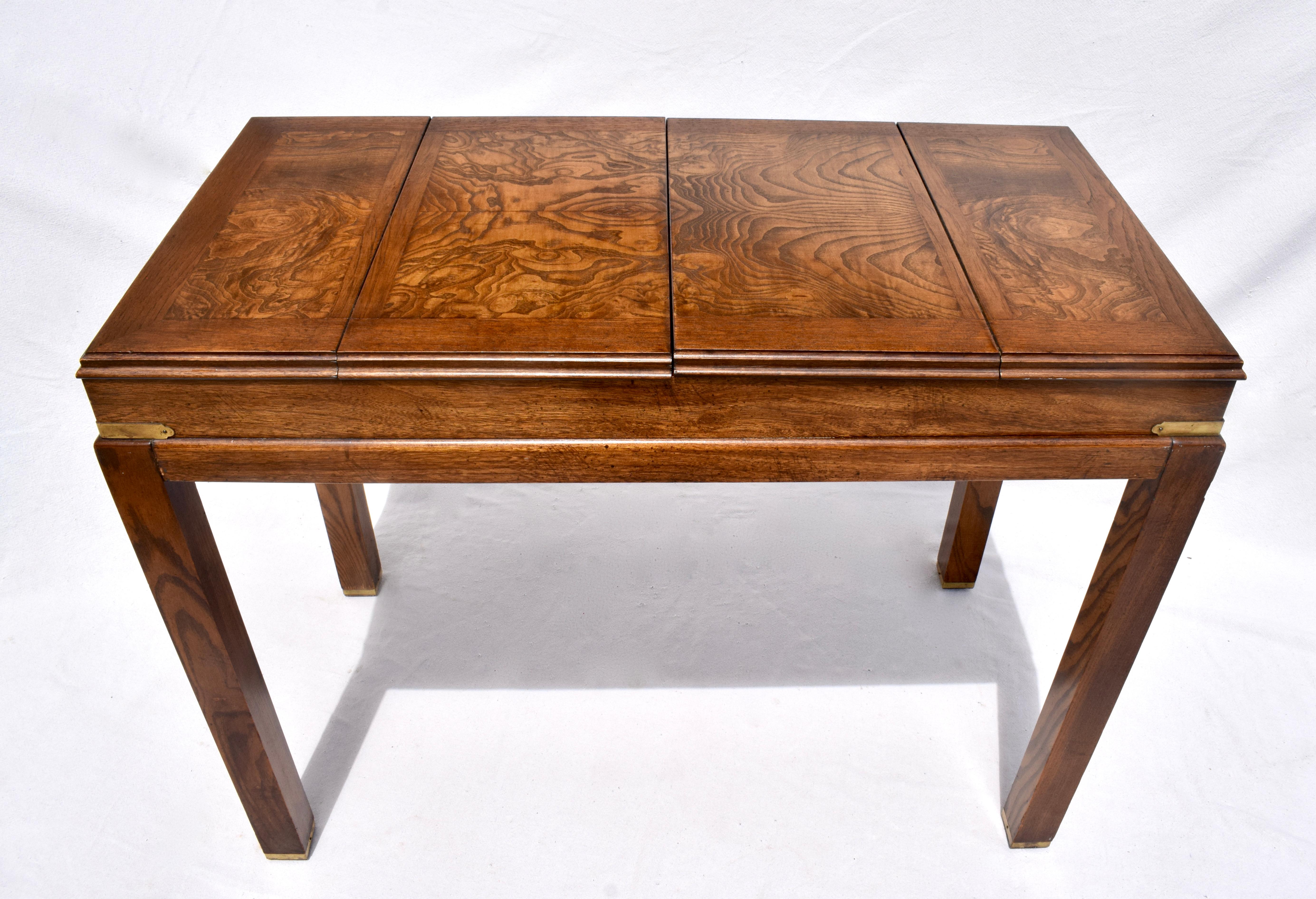 Brass Campaign Style Backgammon Sofa Console Game Table by Lane Furniture