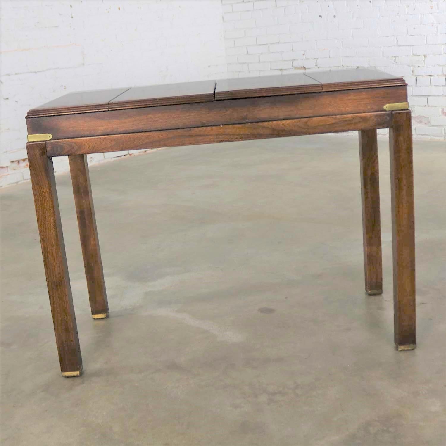 Brass Campaign Style Backgammon Sofa Console Game Table by Lane Furniture