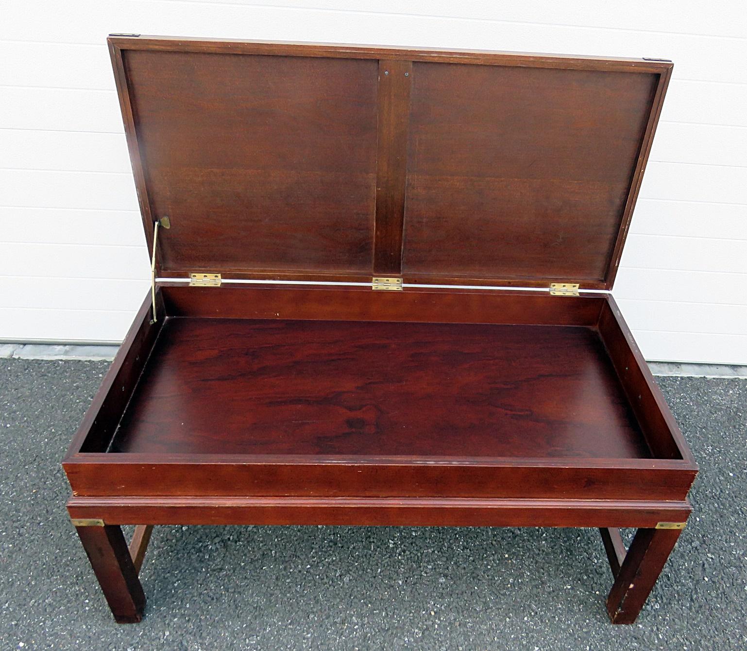 Wood Campaign Style Box on Stand or Coffee Table