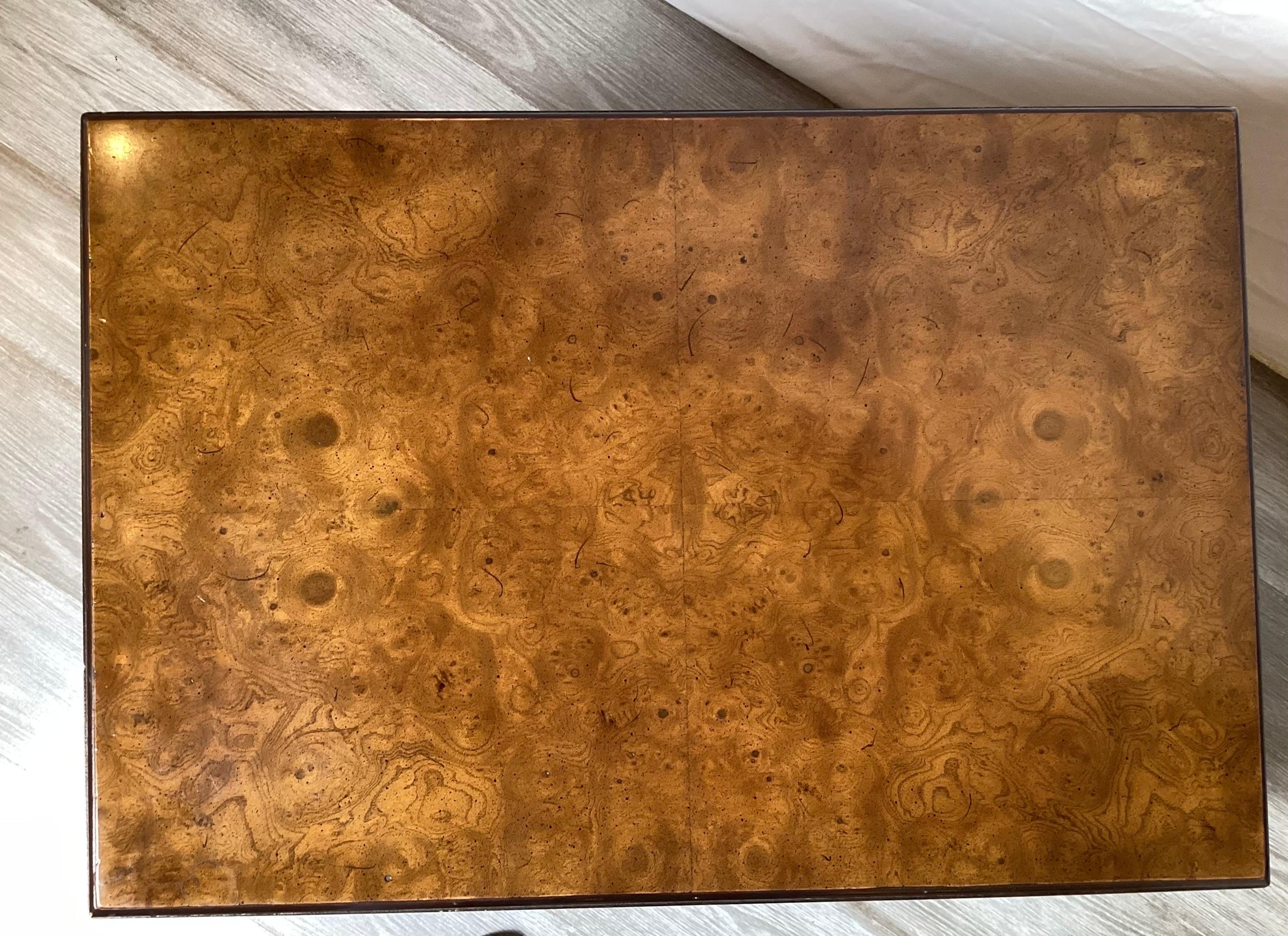 Campaign Style Box on Stand in Brass and Burl Walnut 2