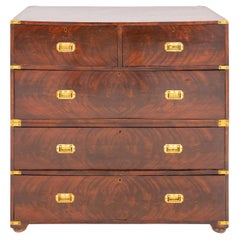 Vintage Campaign Style Brass-Bound Mahogany Chest