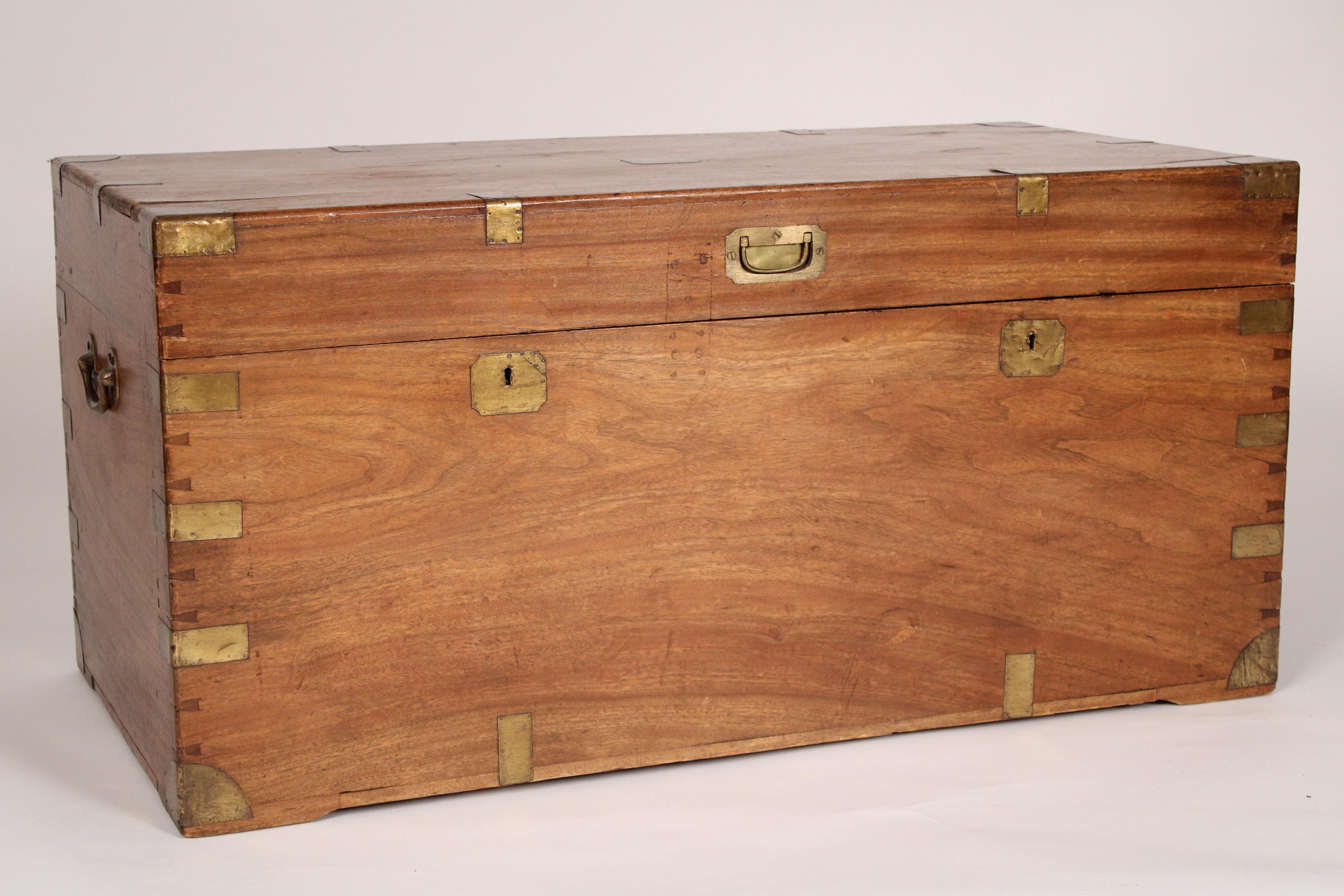 Unknown Campaign Style Brass Mounted Camphor Wood Trunk