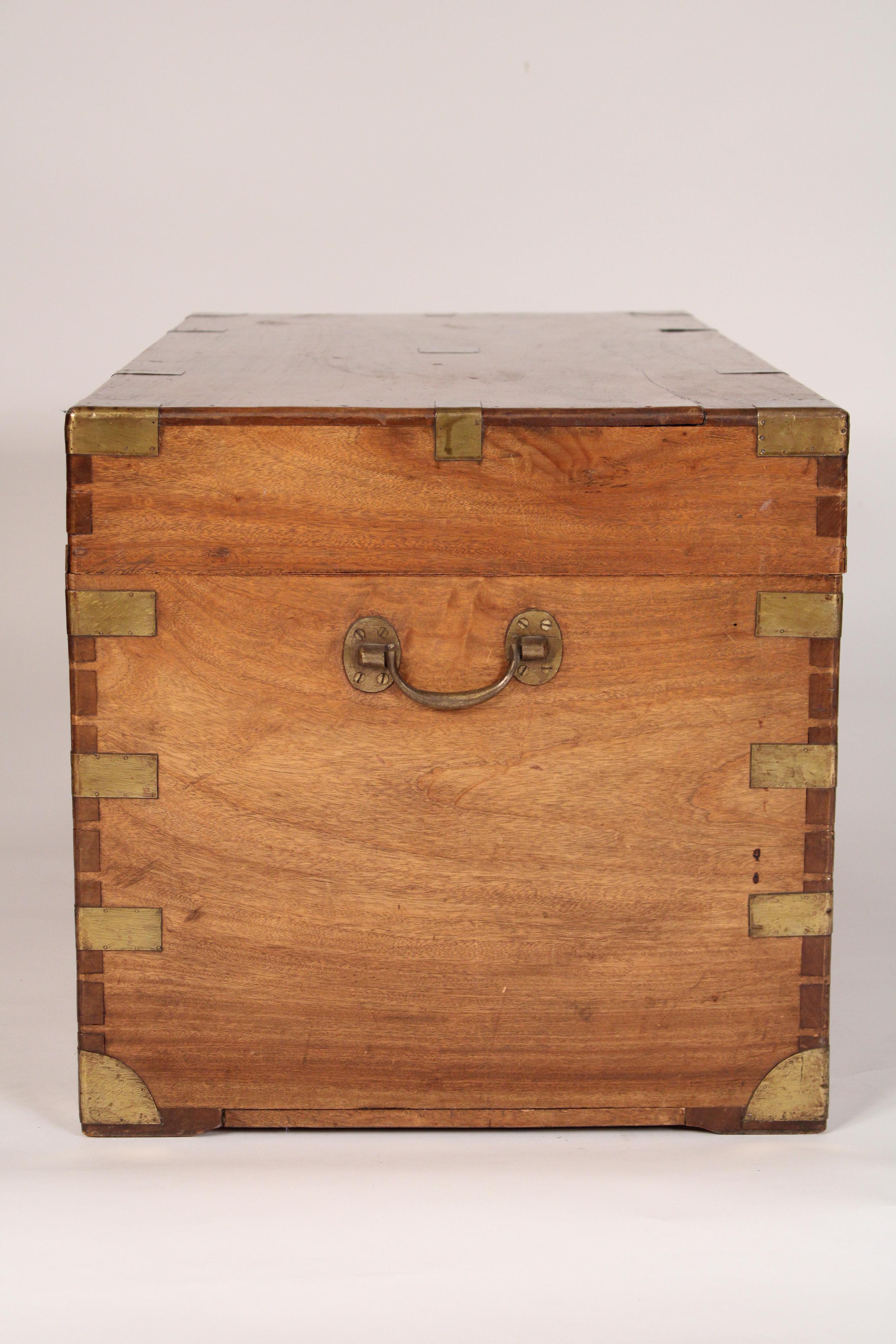 Campaign Style Brass Mounted Camphor Wood Trunk In Good Condition In Laguna Beach, CA