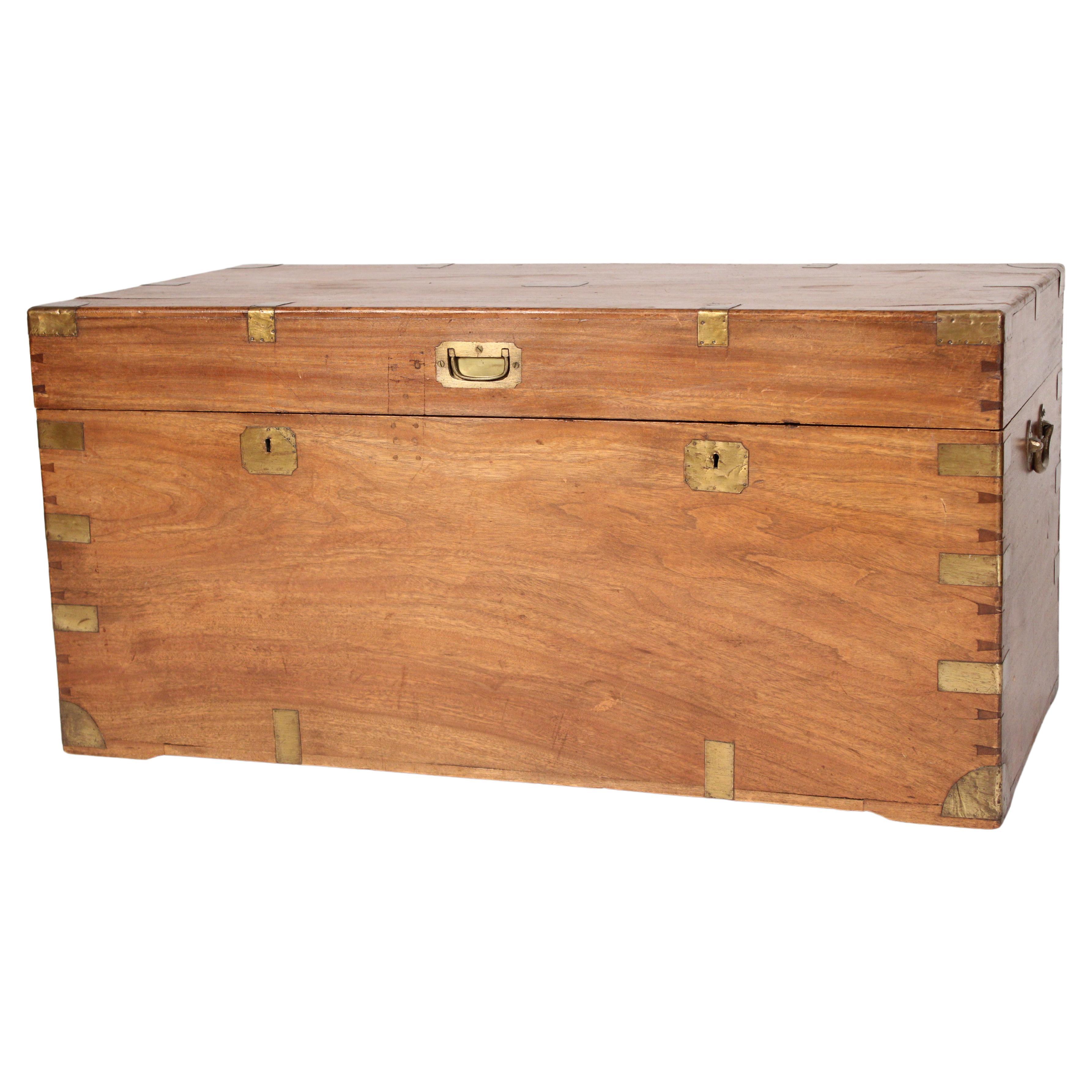 Campaign Style Brass Mounted Camphor Wood Trunk