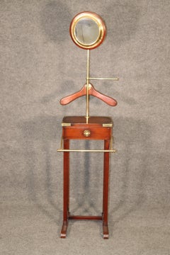 Campaign Style Brass Mounted Shaving Stand Vanity Valet Stand