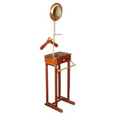 Retro Campaign Style Brass Mounted Shaving Stand Vanity Valet Stand