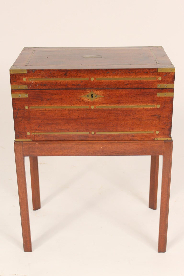 Campaign Style Brass Mounted Writing Slope on Stand Occasional Table at ...