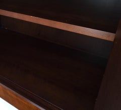 Campaign Style Brass Walnut Mid Century Drawers Doors Compartment Long Credenza