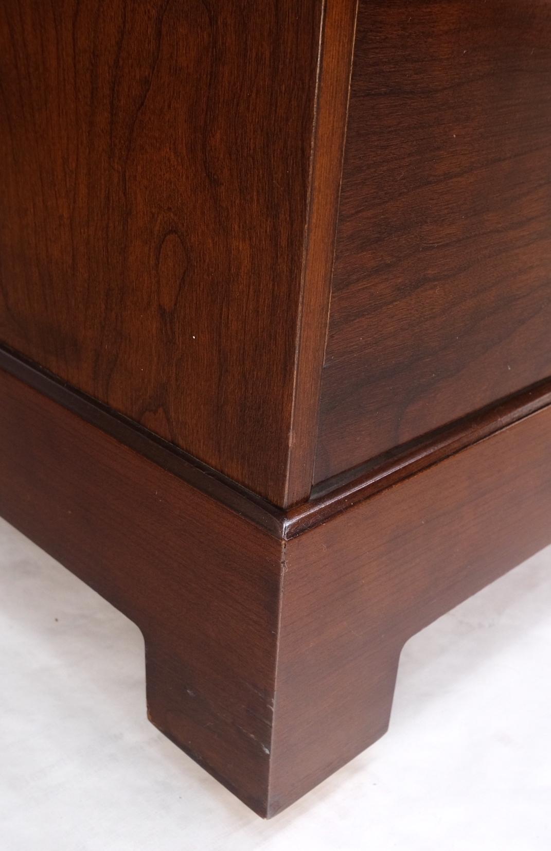 20th Century Campaign Style Brass Walnut Mid Century Drawers Doors Compartment Long Credenza For Sale