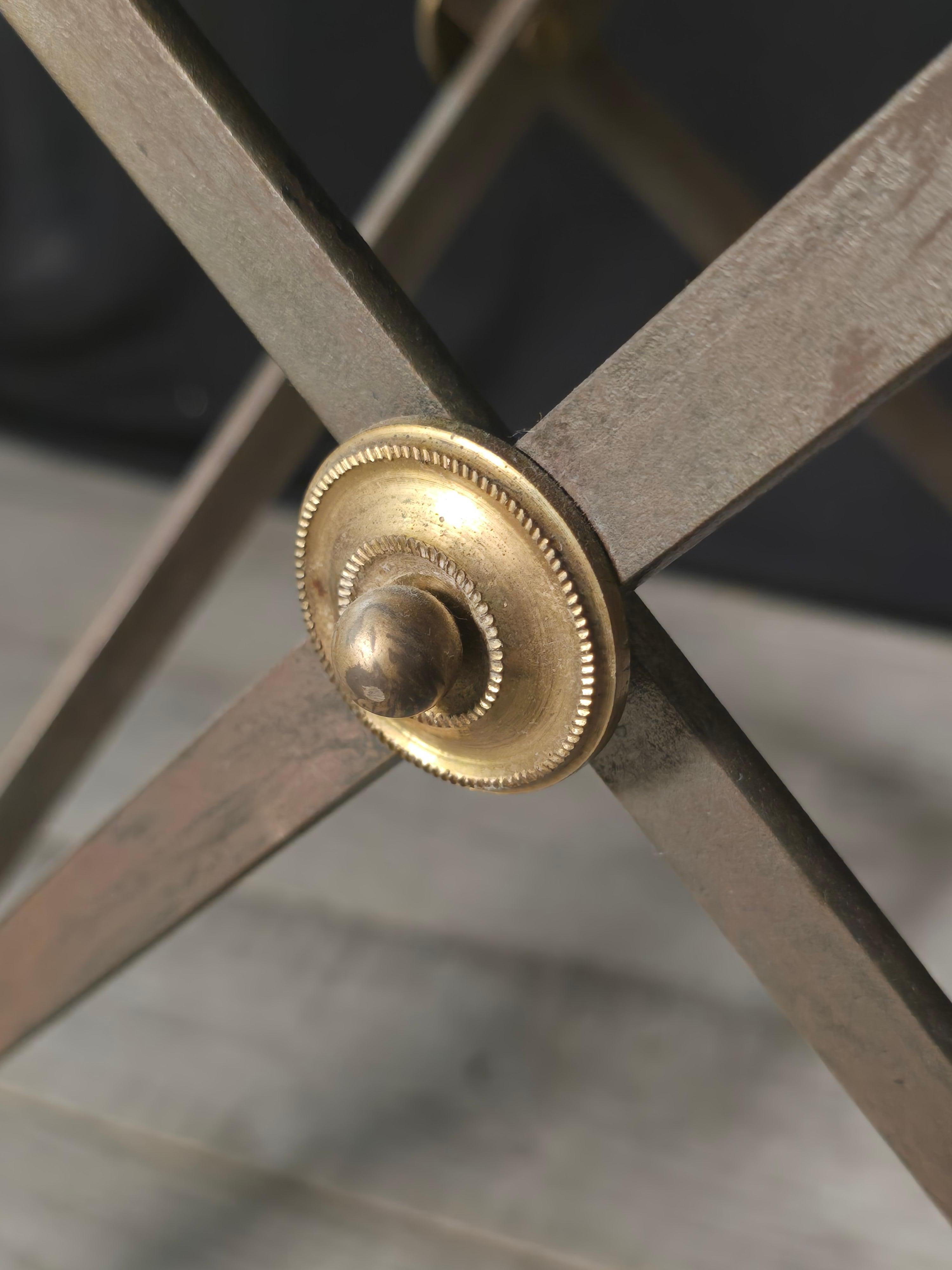 Campaign Style Bronze and Steel Side Table with Slate Top For Sale 3