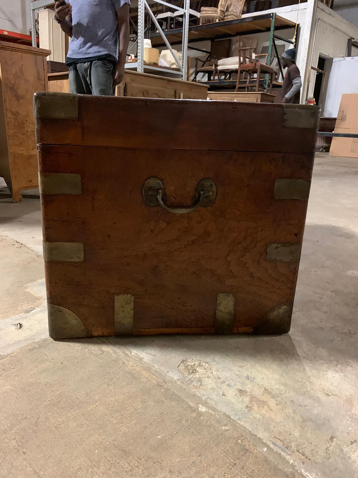 Campaign Style Camphor Wood Trunk with Label & Date, circa 1820 For Sale 11