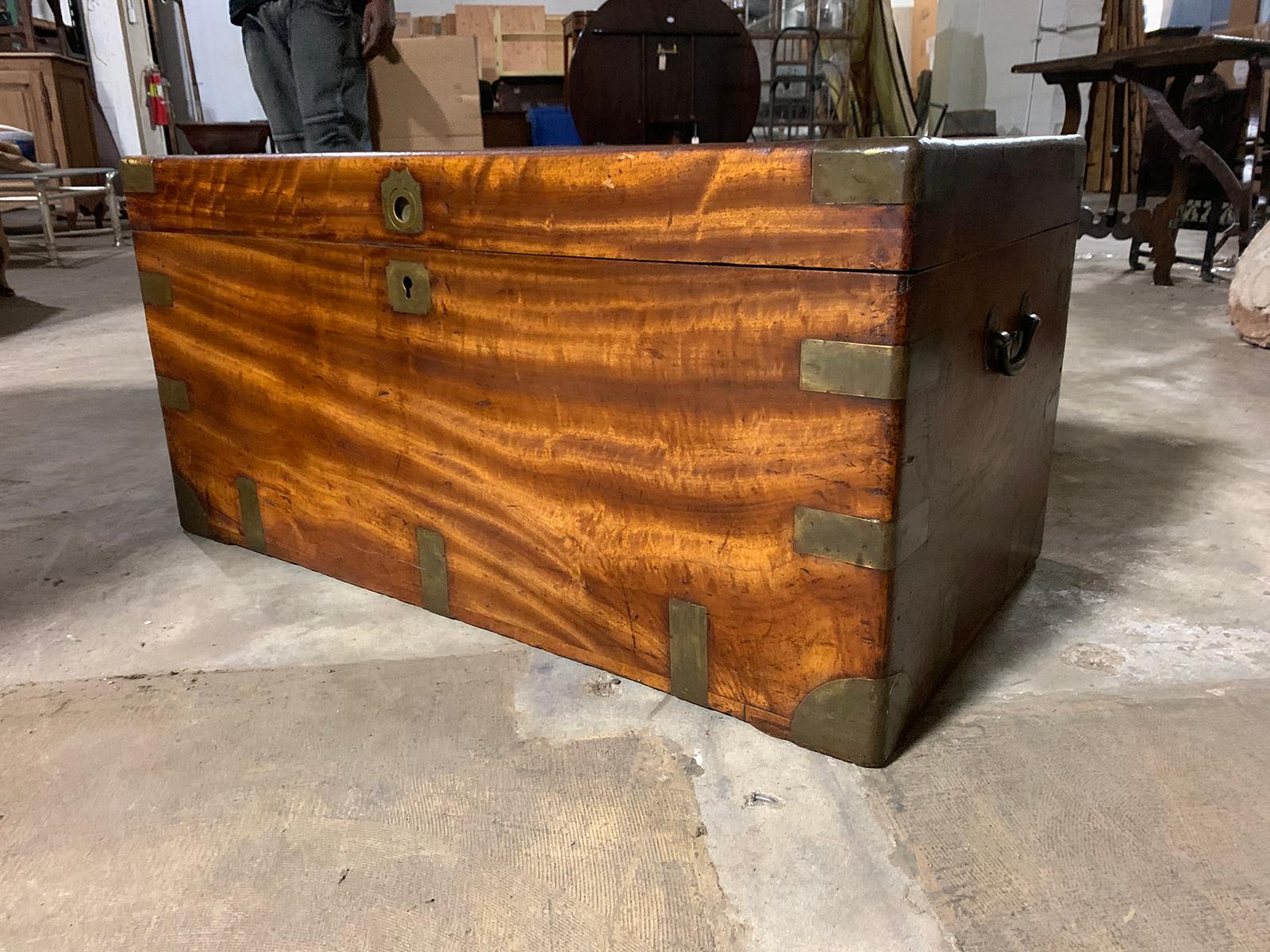 Campaign Style Camphor Wood Trunk with Label & Date, circa 1820 In Good Condition For Sale In Atlanta, GA