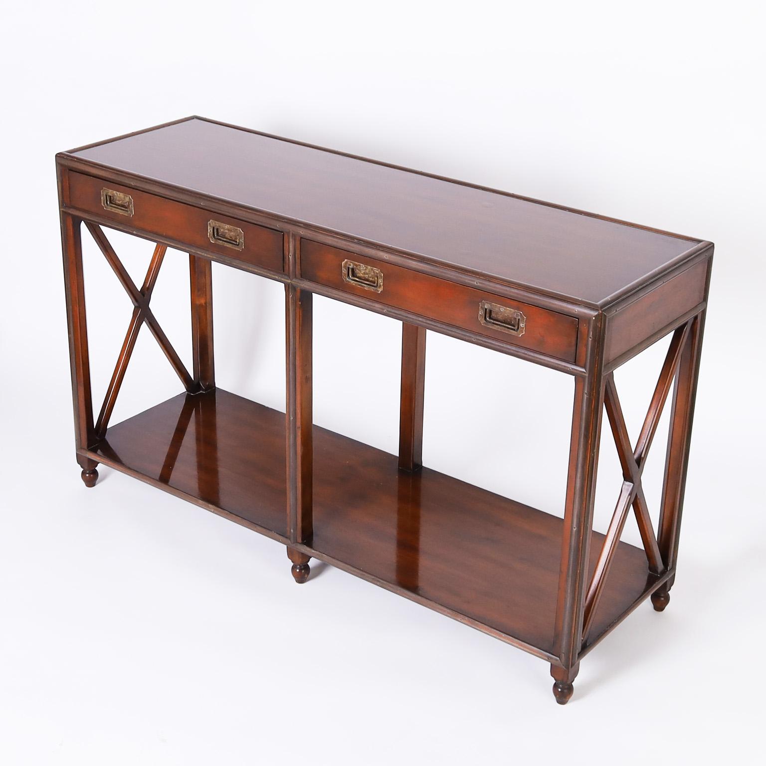 American Campaign Style Console Table For Sale