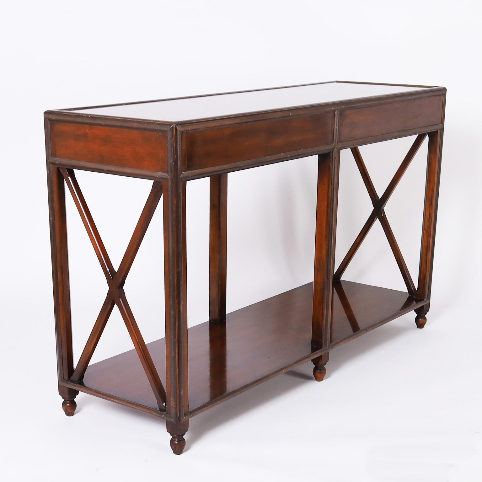 Campaign Style Console Table In Good Condition For Sale In Palm Beach, FL