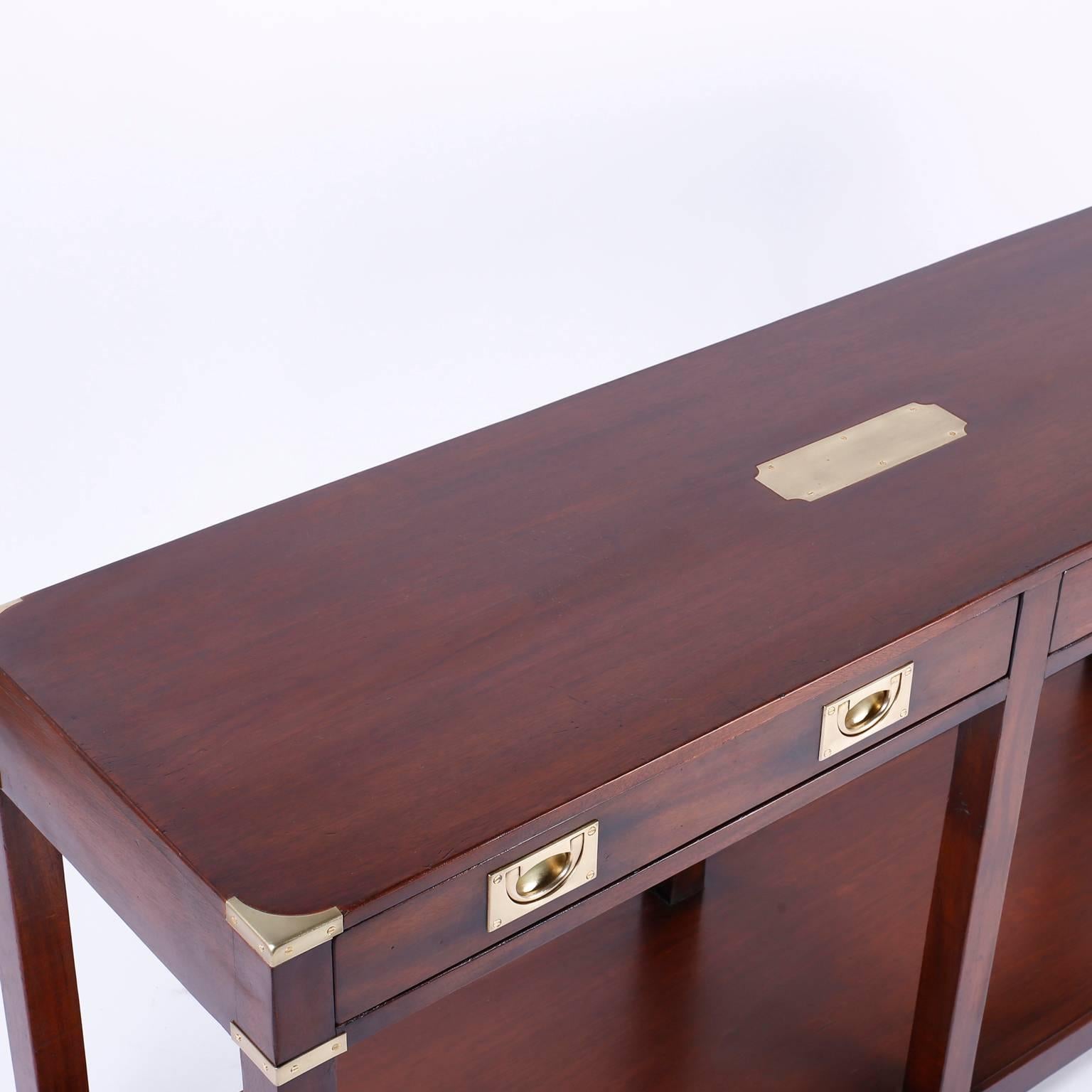 English Campaign Style Console Table