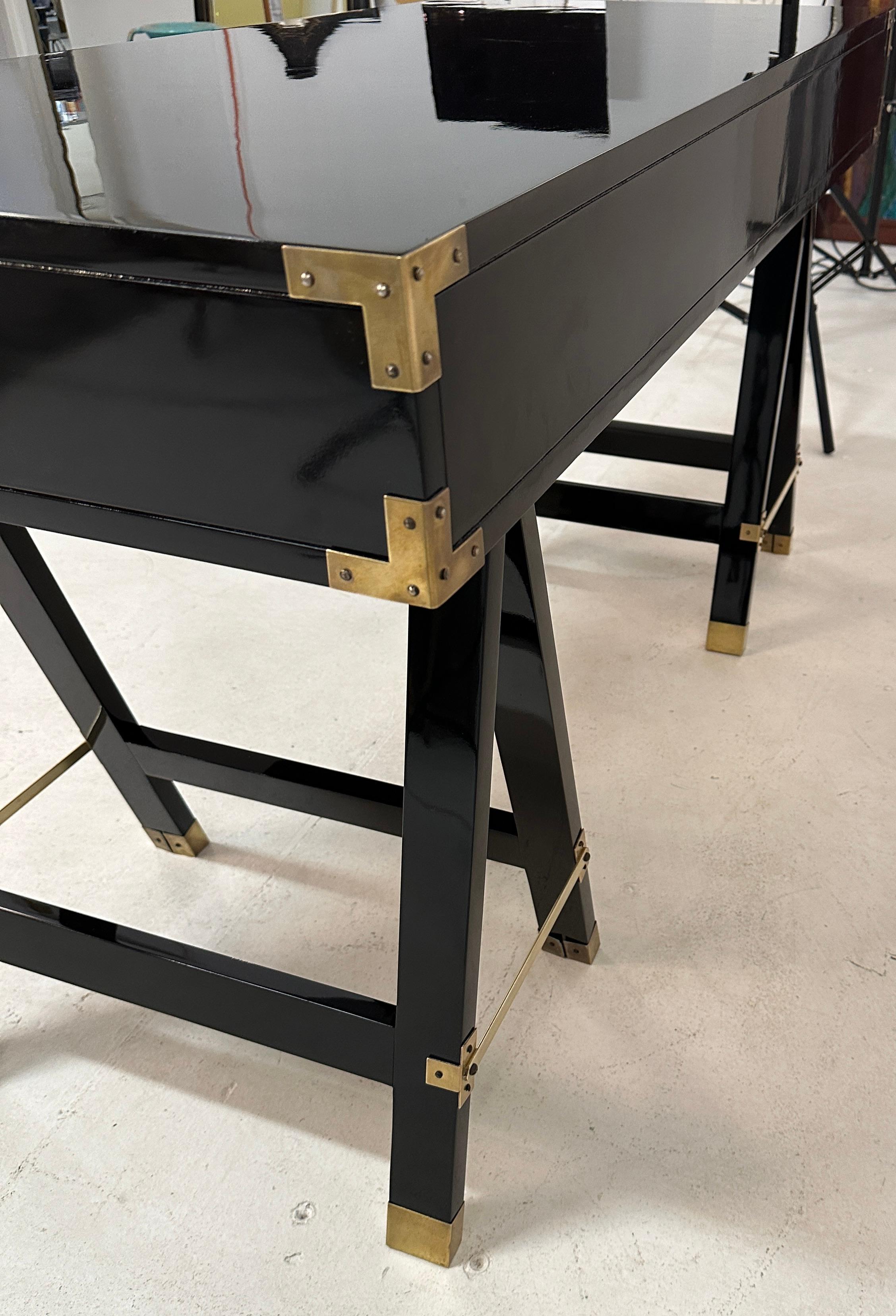 Campaign-style Desk in Gloss Lacquer, USA c 1960s For Sale 2
