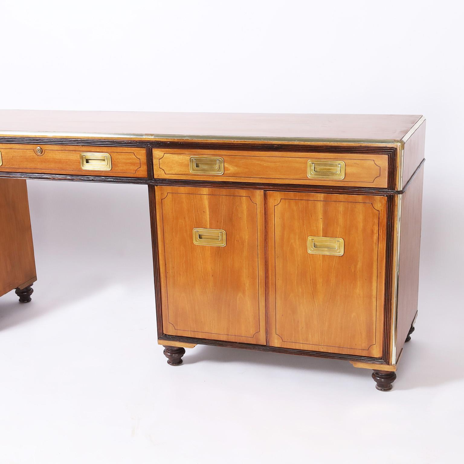 Polished Campaign Style Desk or Credenza For Sale