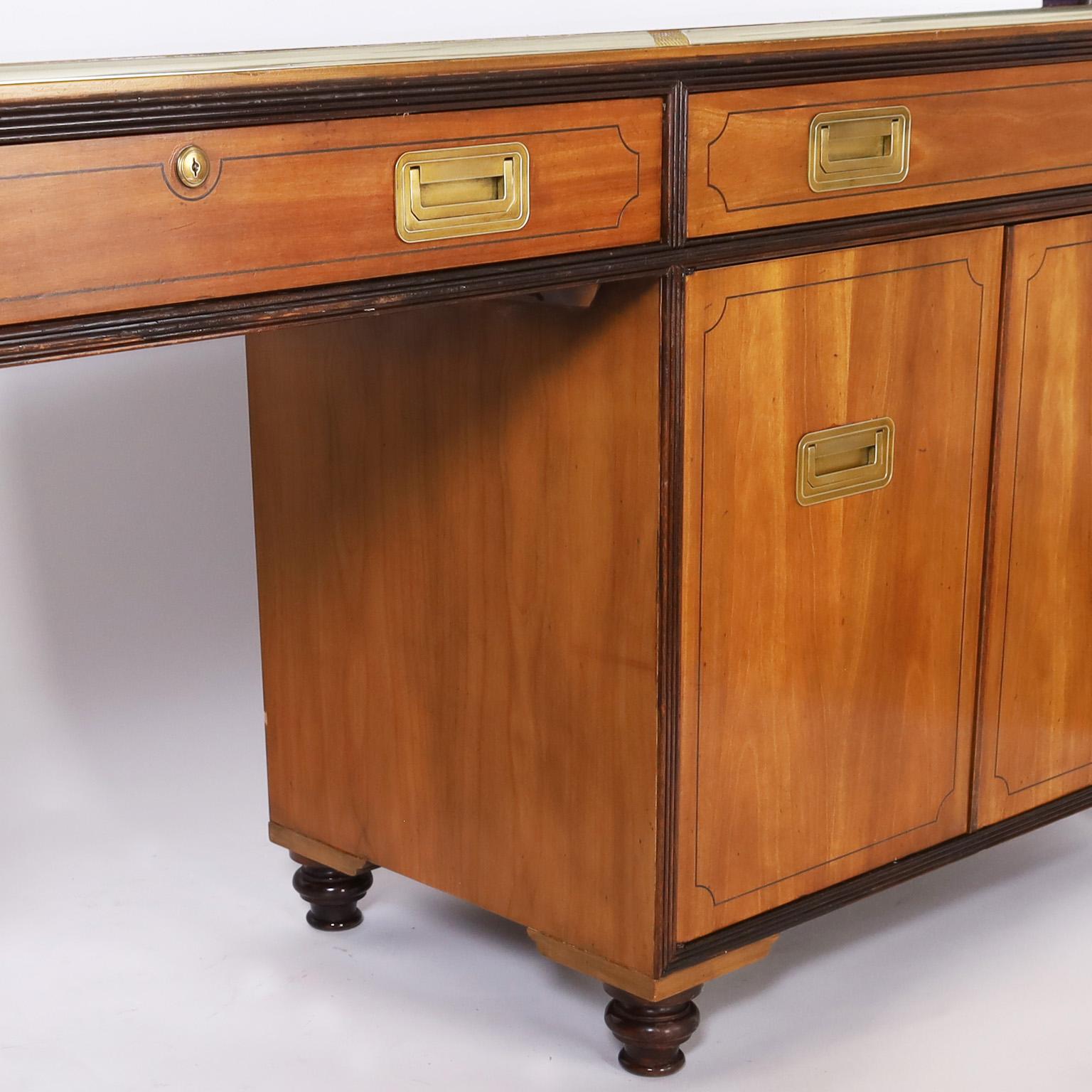 Satinwood Campaign Style Desk or Credenza For Sale