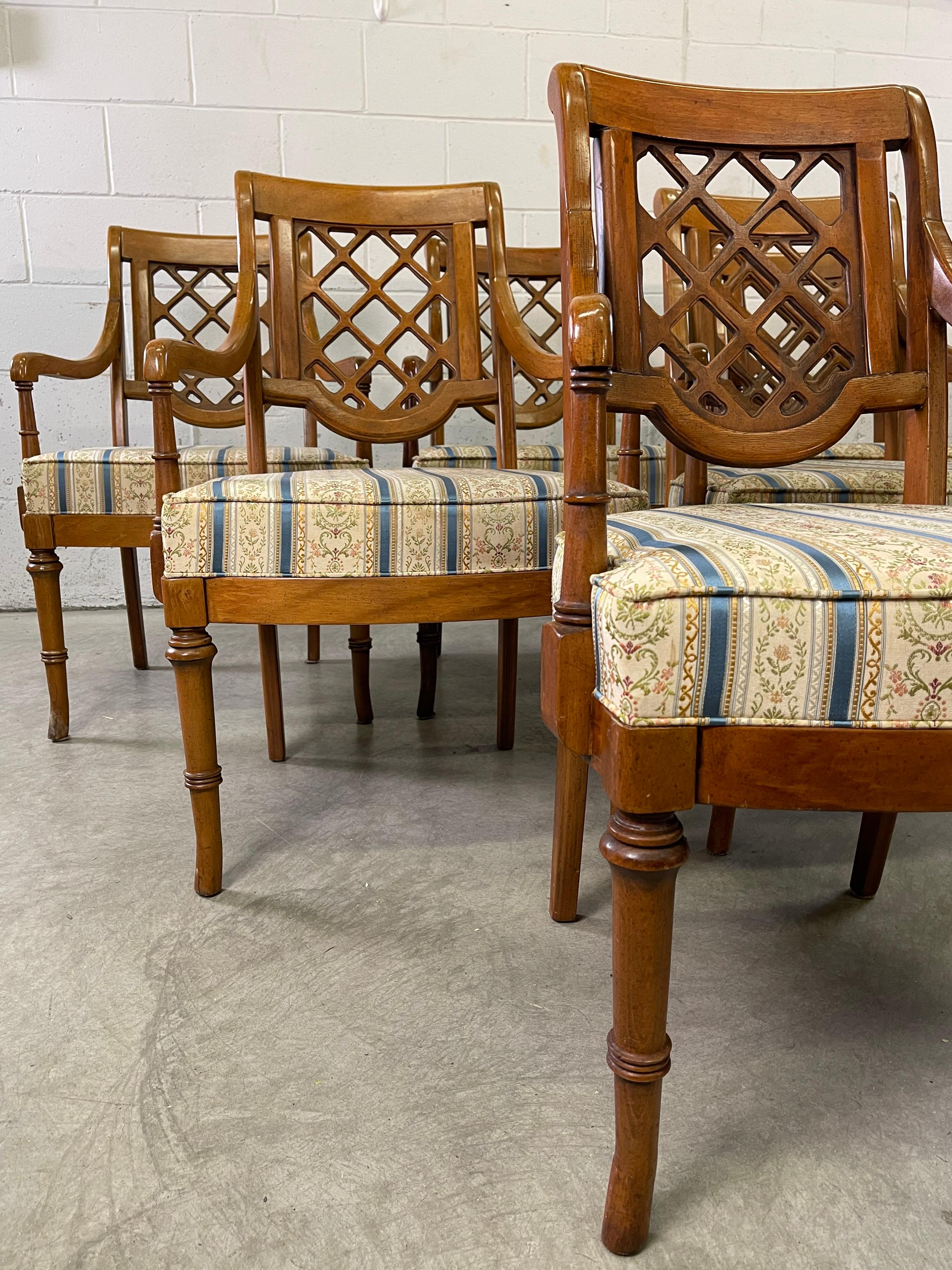  Campaign Style Dining Room Arm Chairs, Set of 6 In Good Condition For Sale In Amherst, NH