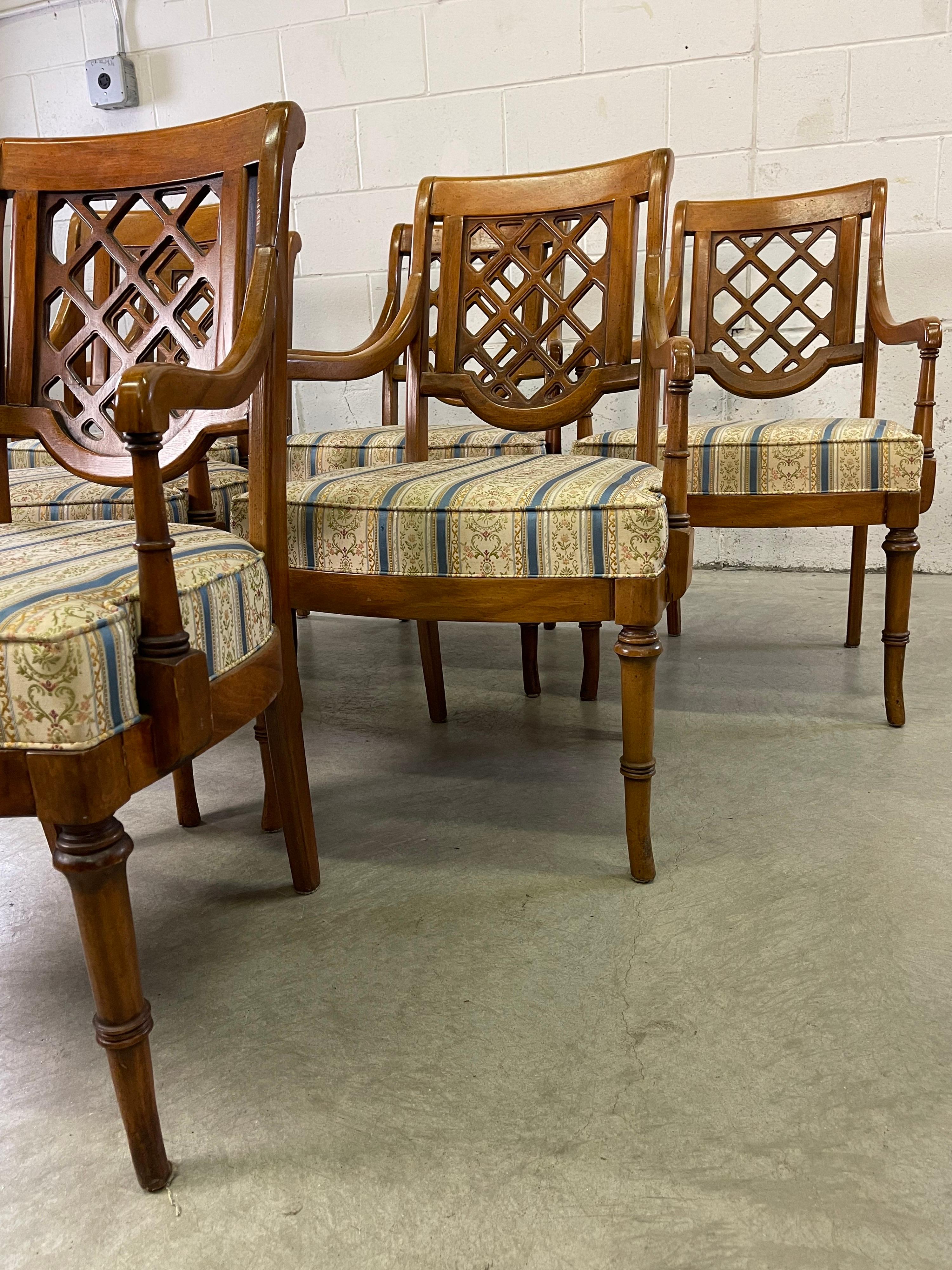 20th Century  Campaign Style Dining Room Arm Chairs, Set of 6 For Sale