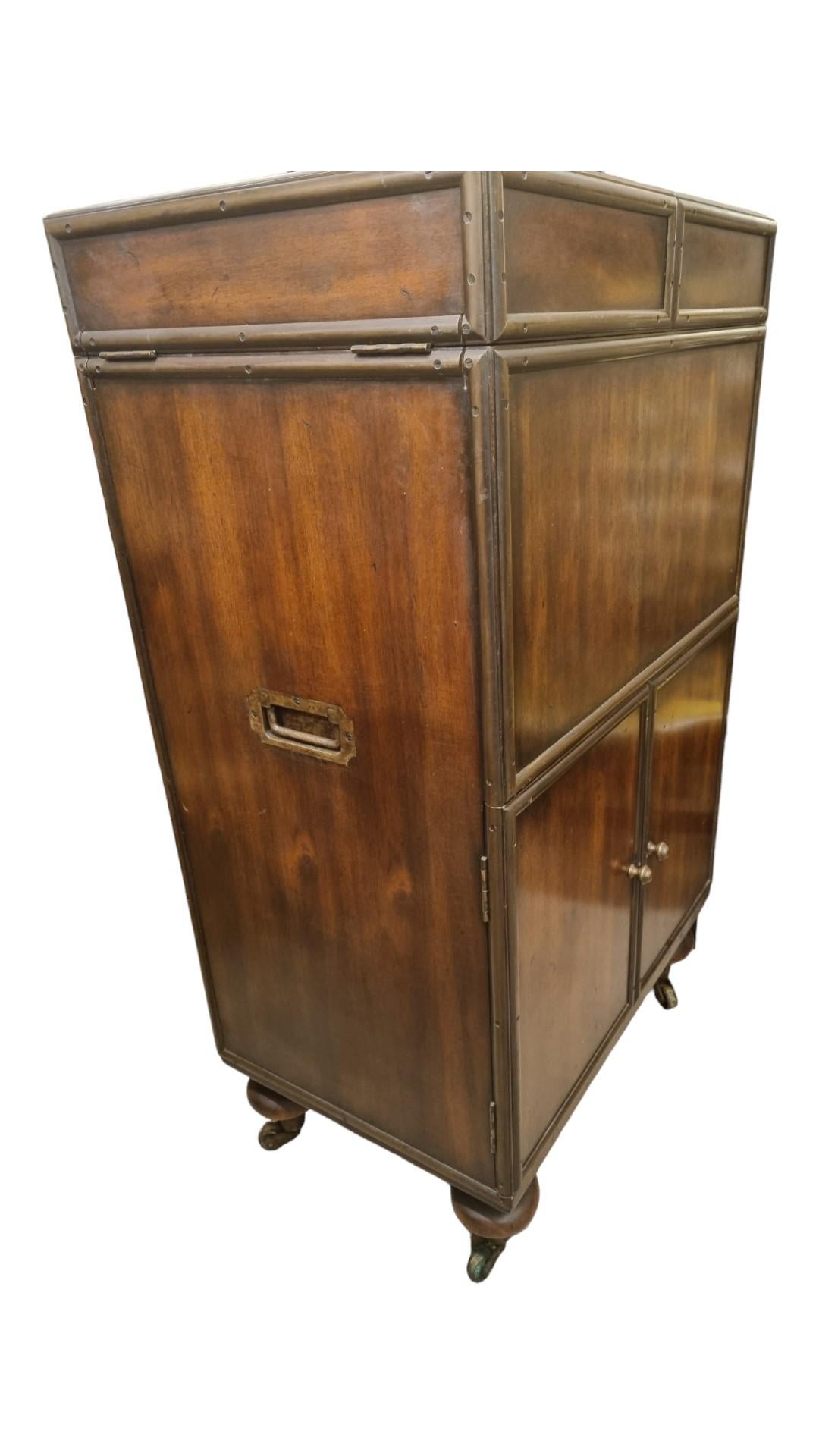 Unknown C20th Campaign Style Cocktail Cabinet For Sale