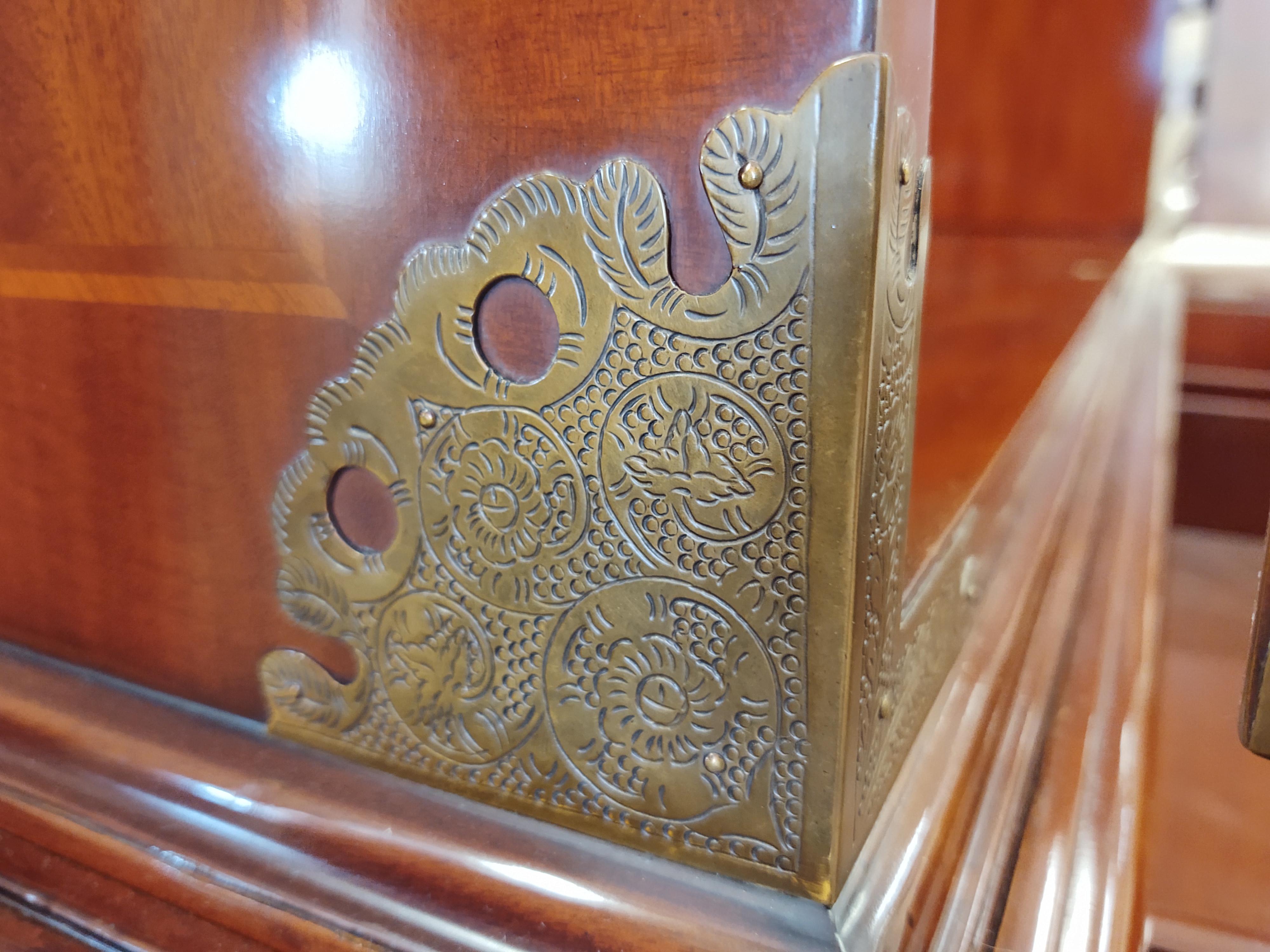 Campaign-Style Dry Bar Cabinet on Barley Twist Sculptural Base For Sale 7