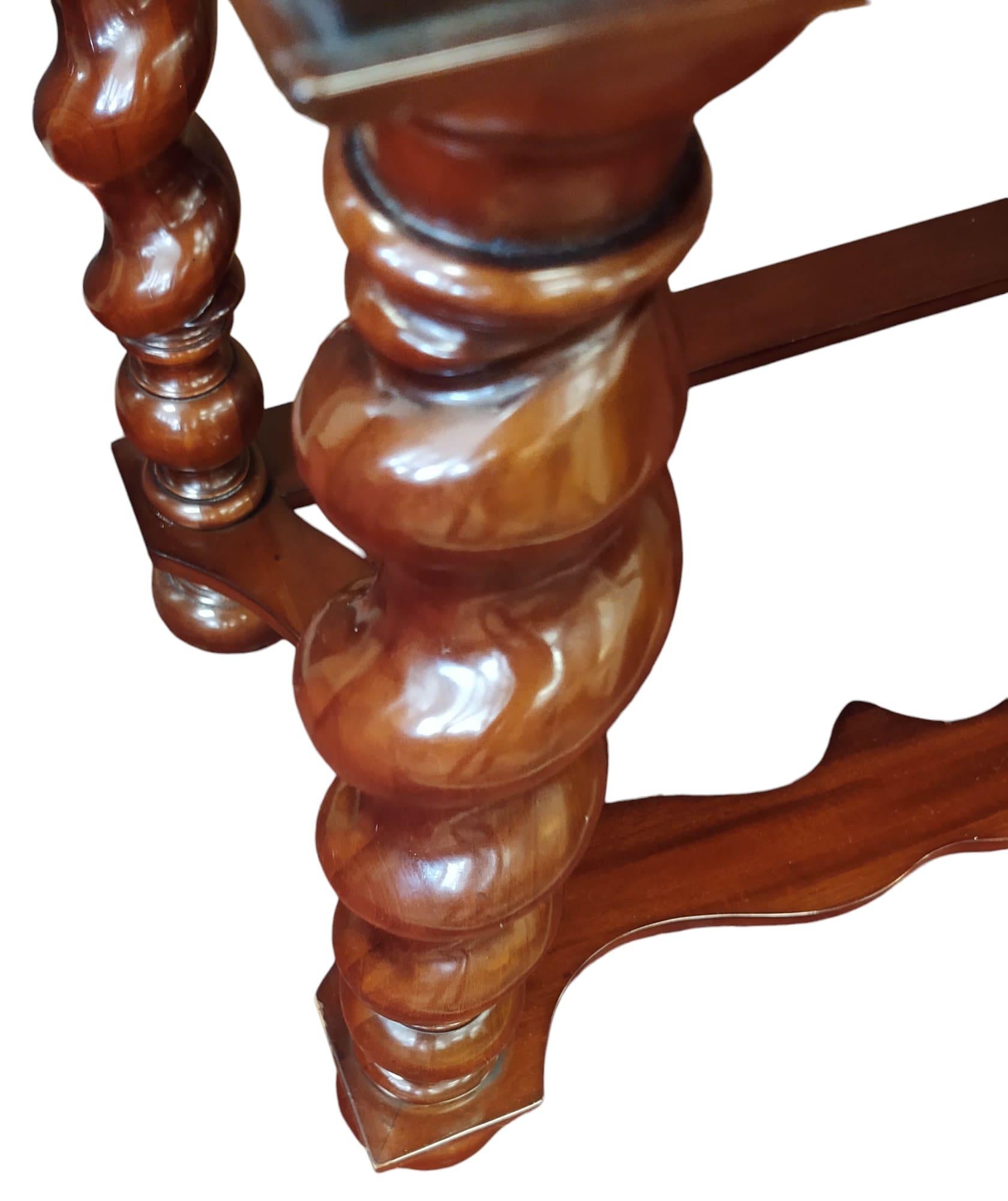 Campaign-Style Dry Bar Cabinet on Barley Twist Sculptural Base For Sale 11