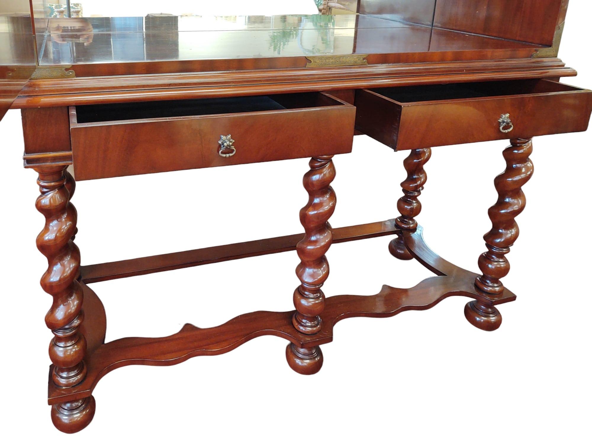 Campaign-Style Dry Bar Cabinet on Barley Twist Sculptural Base In Good Condition For Sale In North Palm Beach, FL