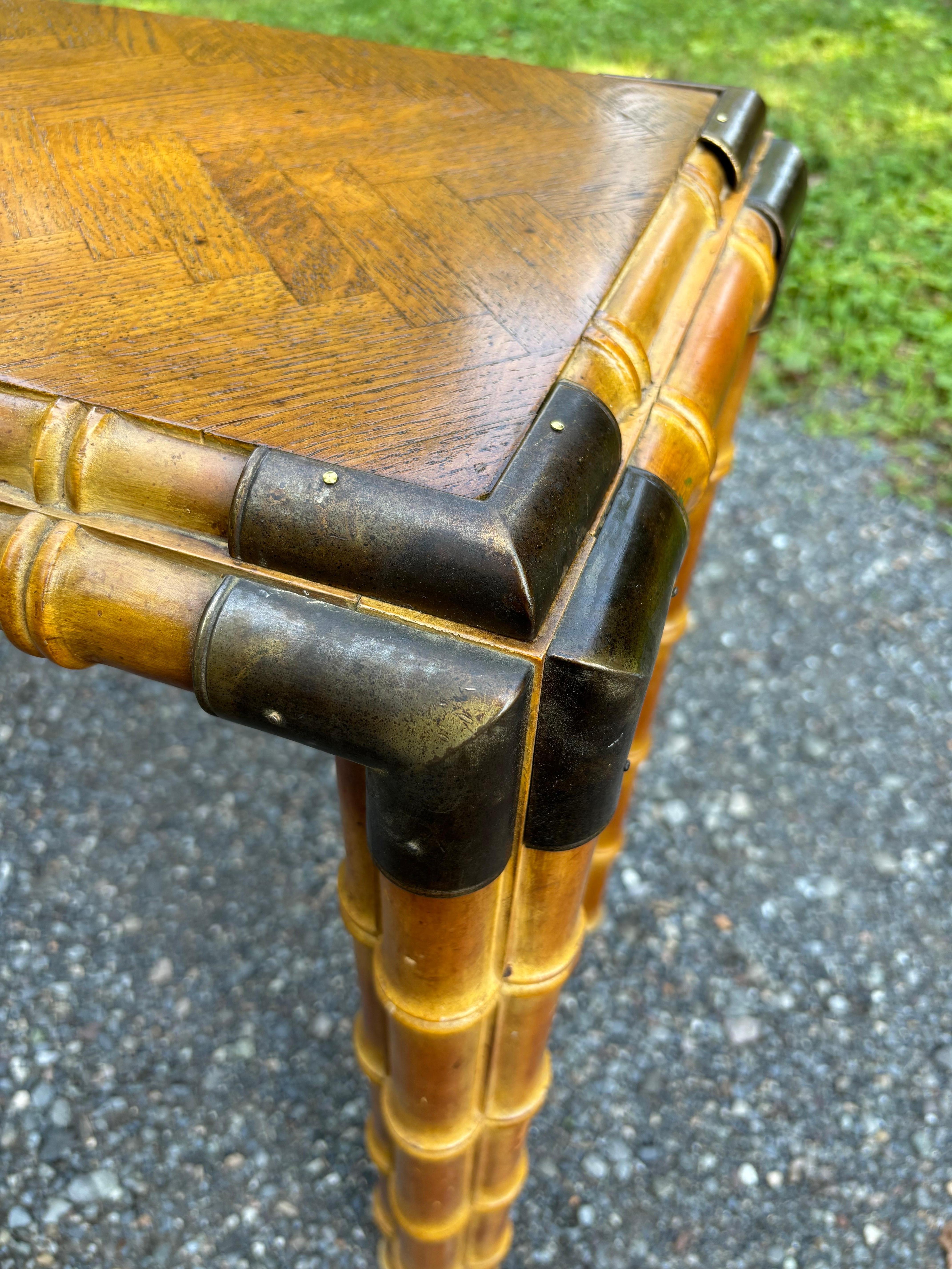 American Campaign Style Faux Bamboo Console For Sale