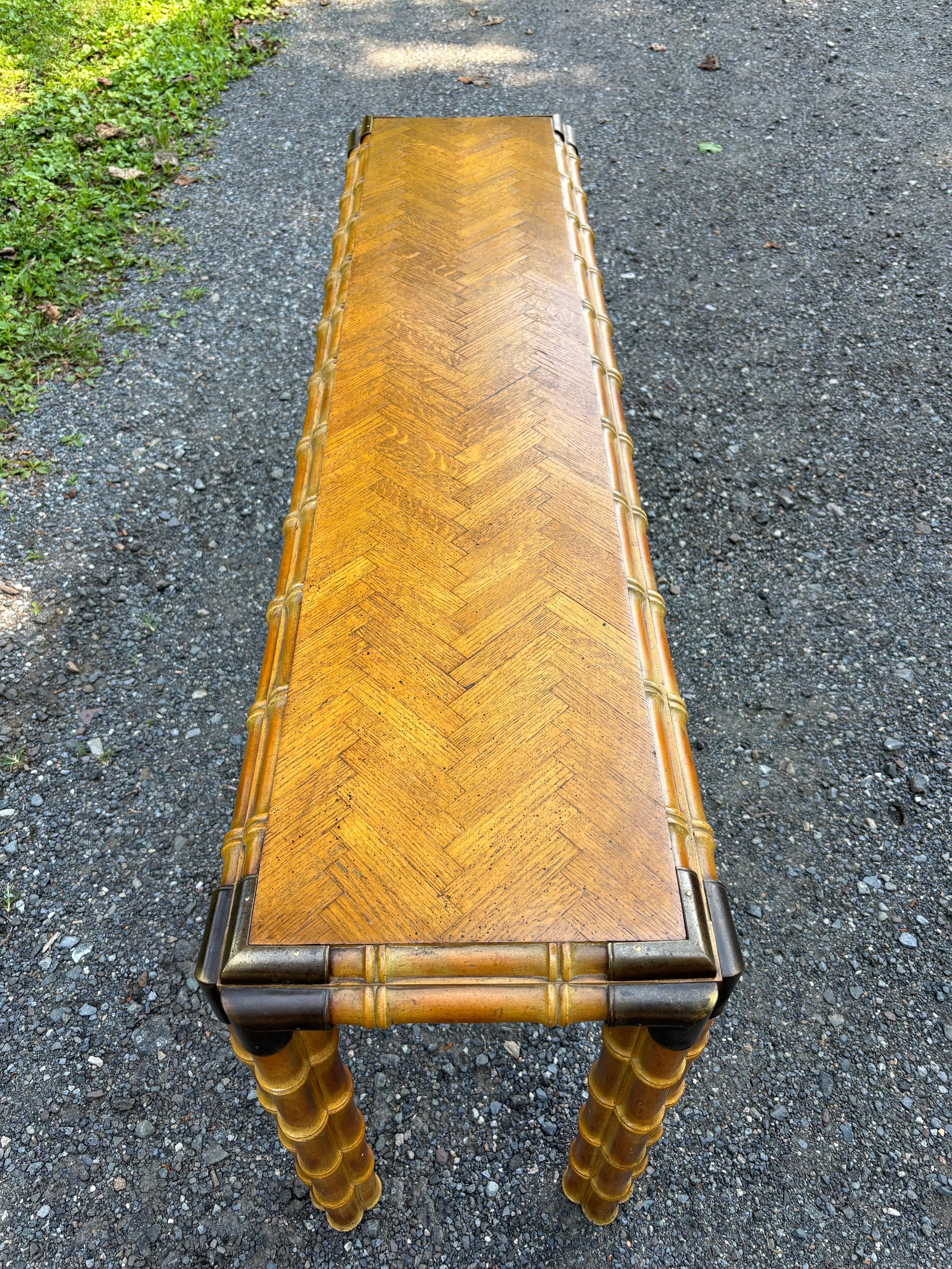 Campaign Style Faux Bamboo Console For Sale 1