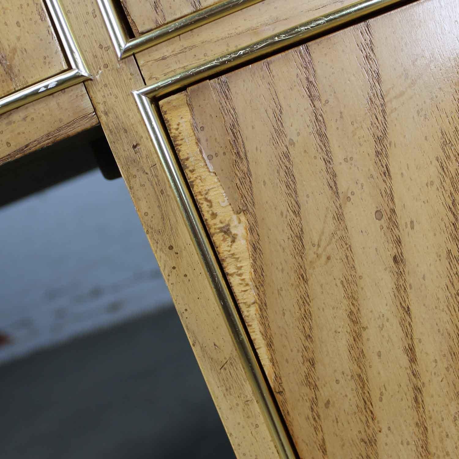 Campaign Style Founders Furniture Light Oak Desk with Brass Plate Accents In Good Condition In Topeka, KS