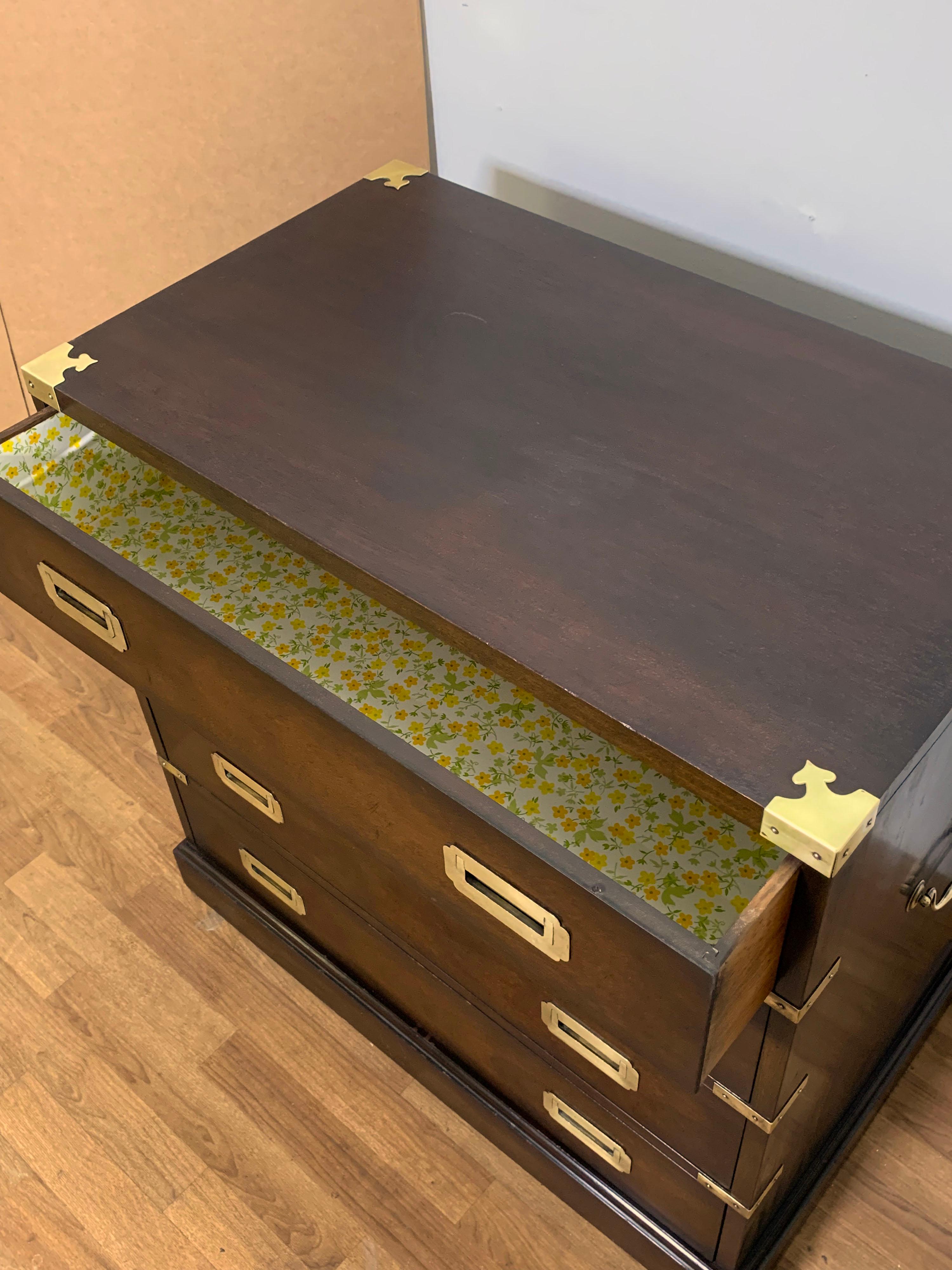 Campaign Style Four Drawer Chest, Circa 1950s 6