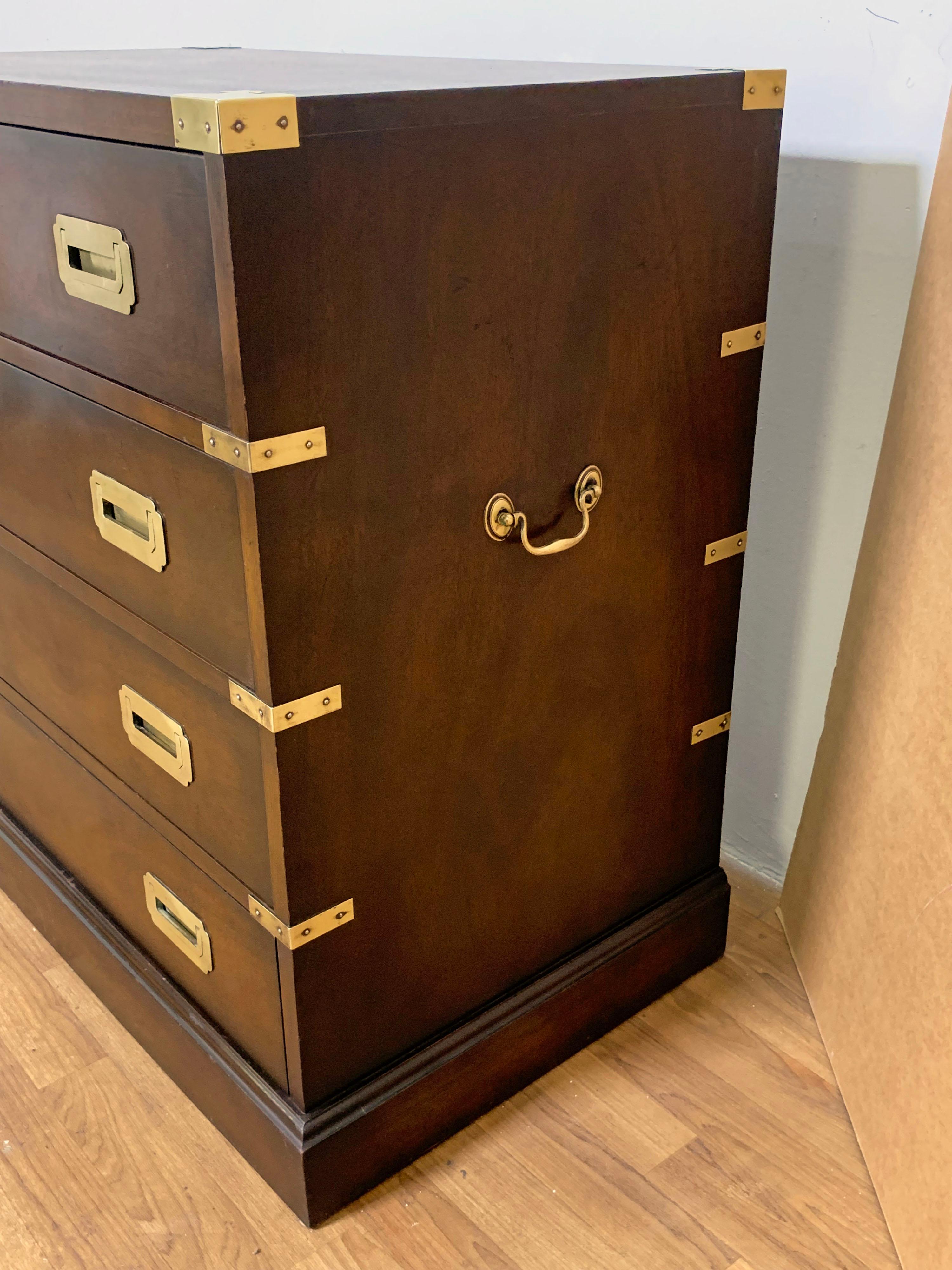Campaign Style Four Drawer Chest, Circa 1950s 1