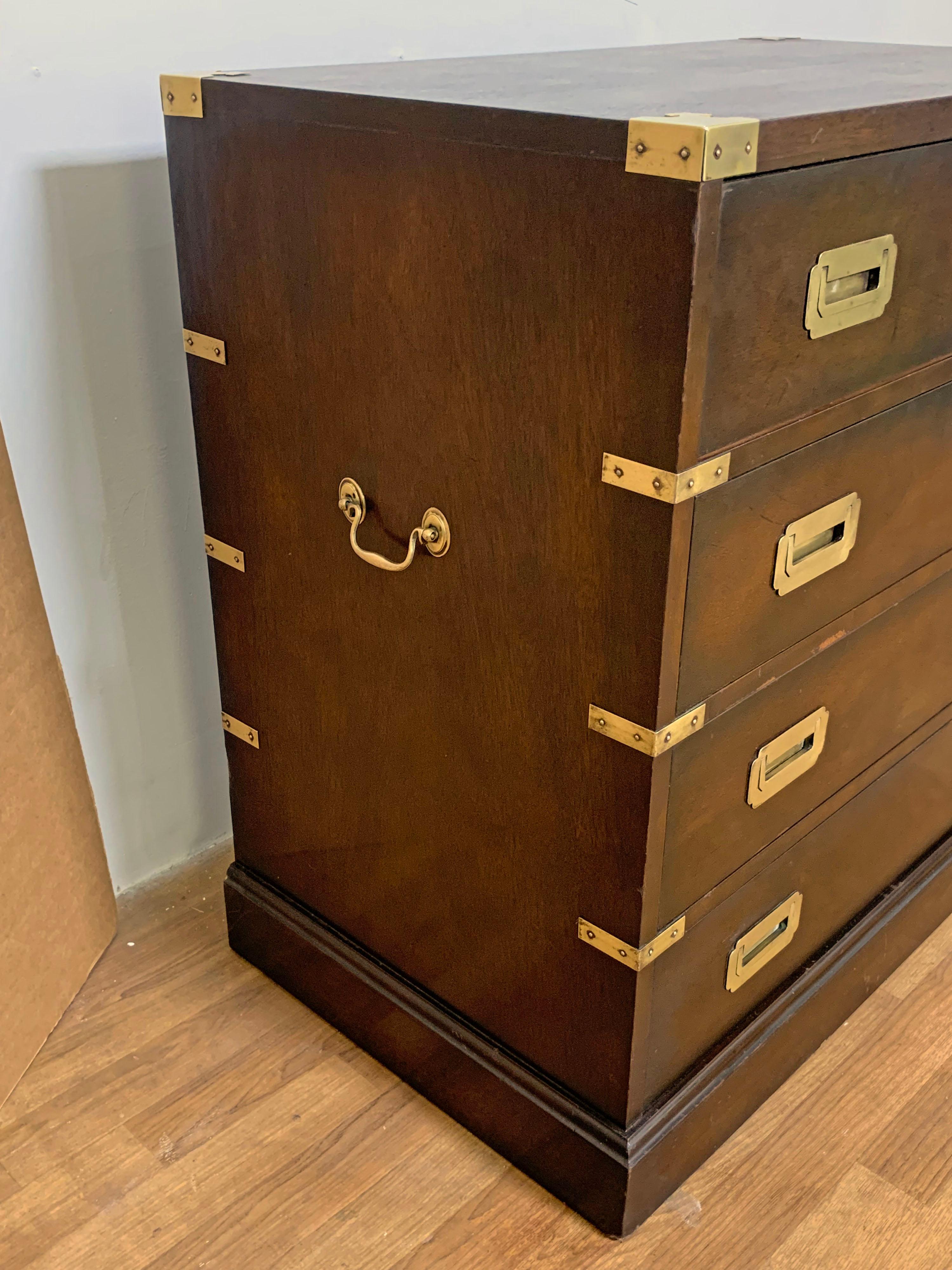 Campaign Style Four Drawer Chest, Circa 1950s 3
