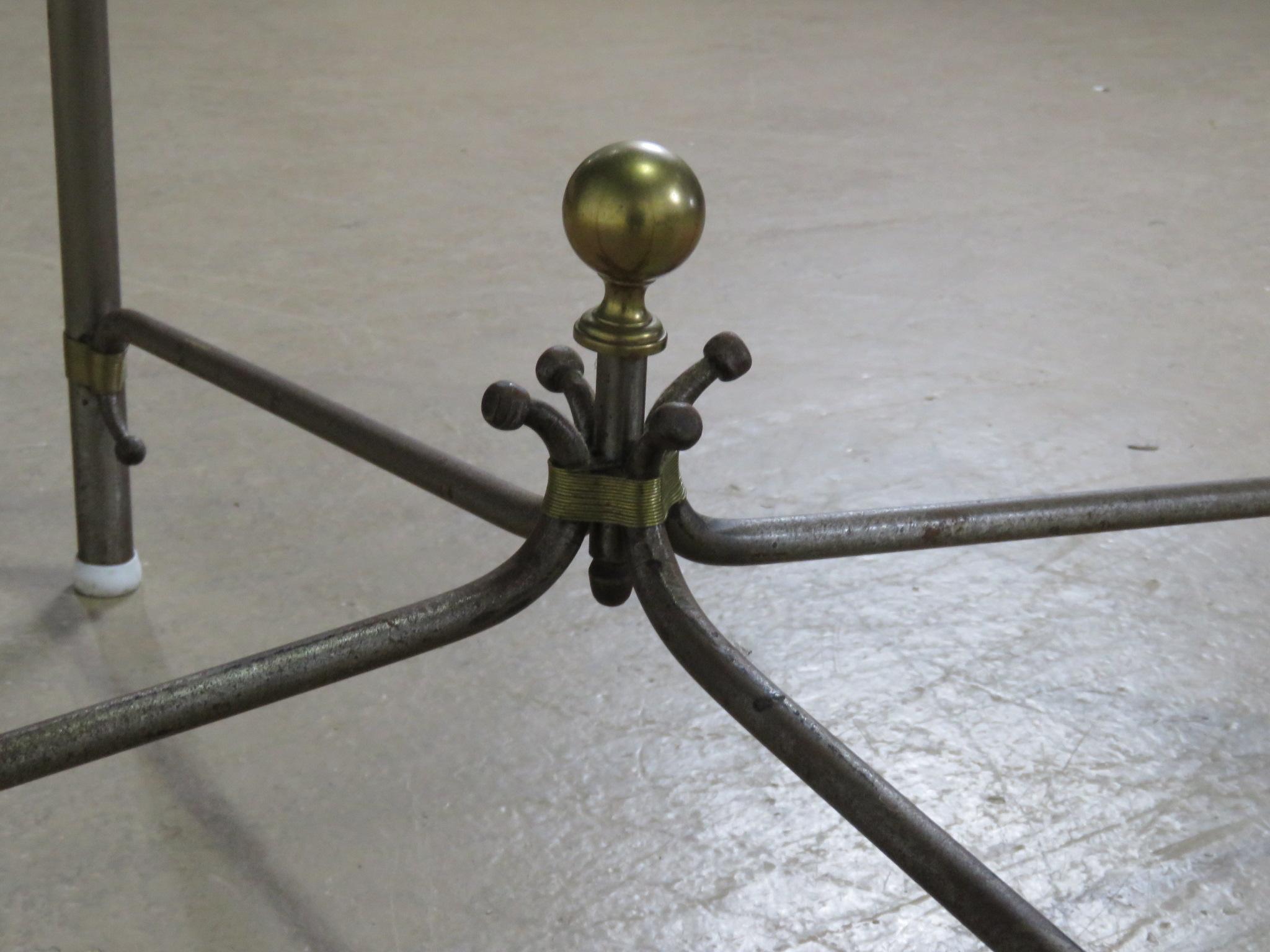 Campaign Brass and Steel French Directoire Center Breakfast Dining Table attr. John Vesey