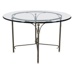 Brass and Steel French Directoire Center Breakfast Dining Table attr. John Vesey