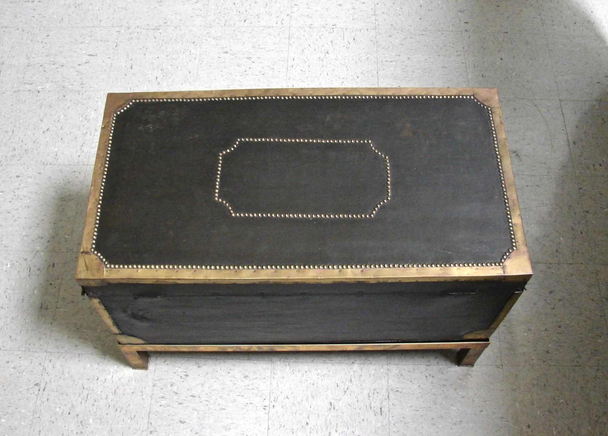 Campaign Style Leather and Brass Trunk on Custom Base 6
