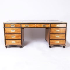 Campaign Style Leather Top Partners Desk by Baker