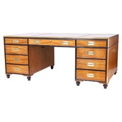 Campaign Style Leather Top Partners Desk by Baker