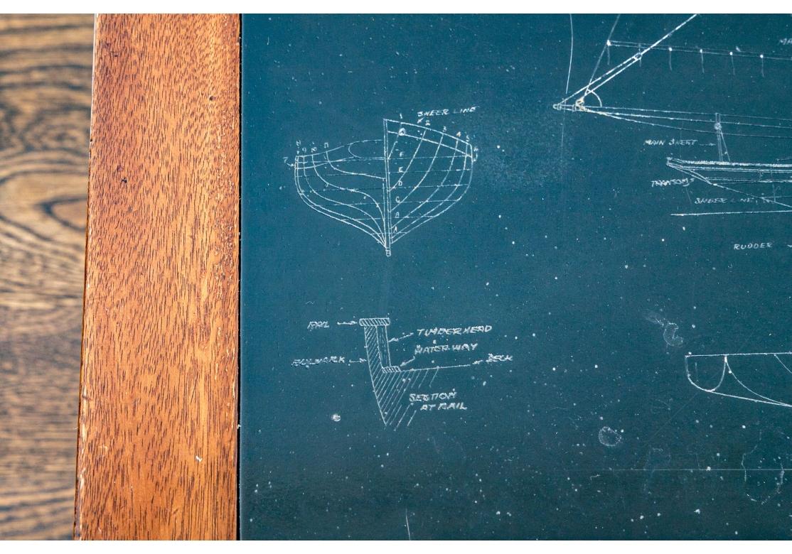 20th Century Campaign Style Low Table With Schooner Engraving For Sale