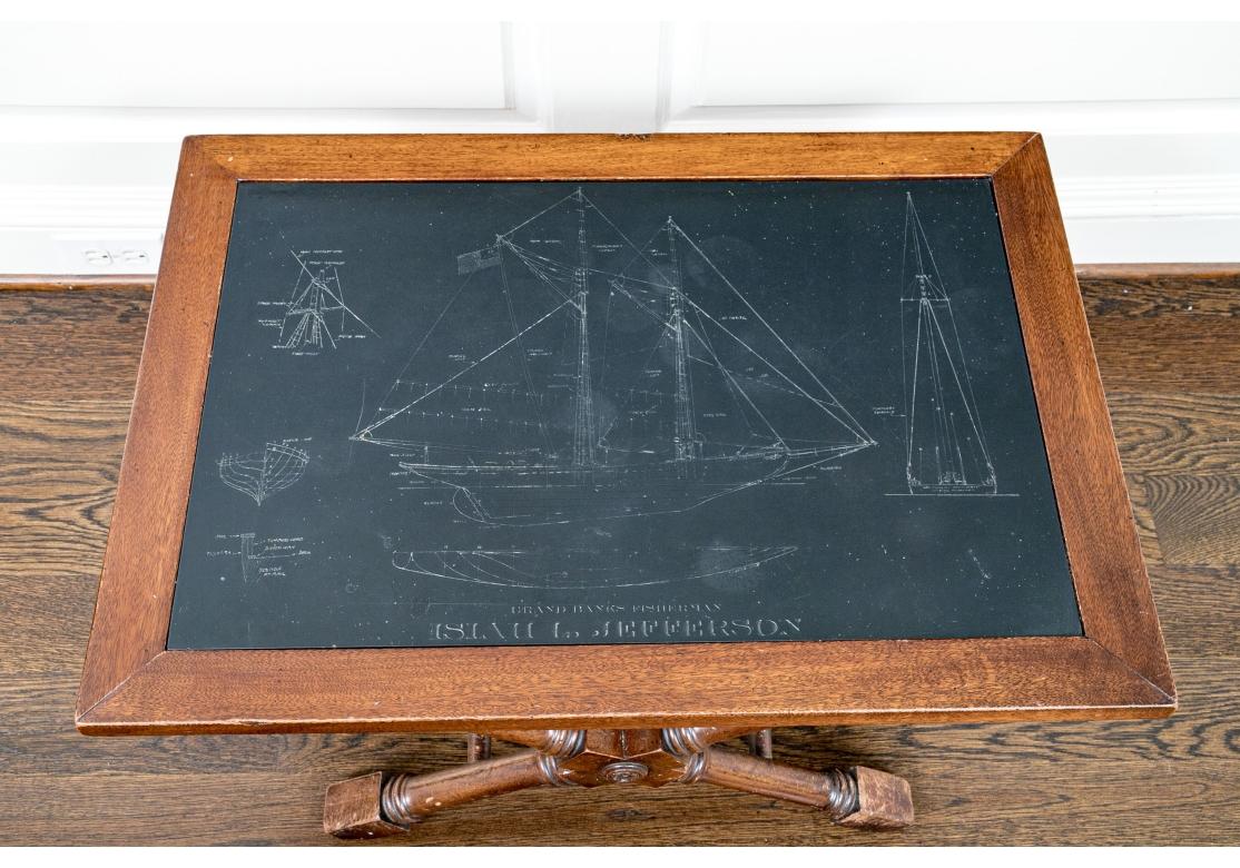 Campaign Style Low Table With Schooner Engraving For Sale 2