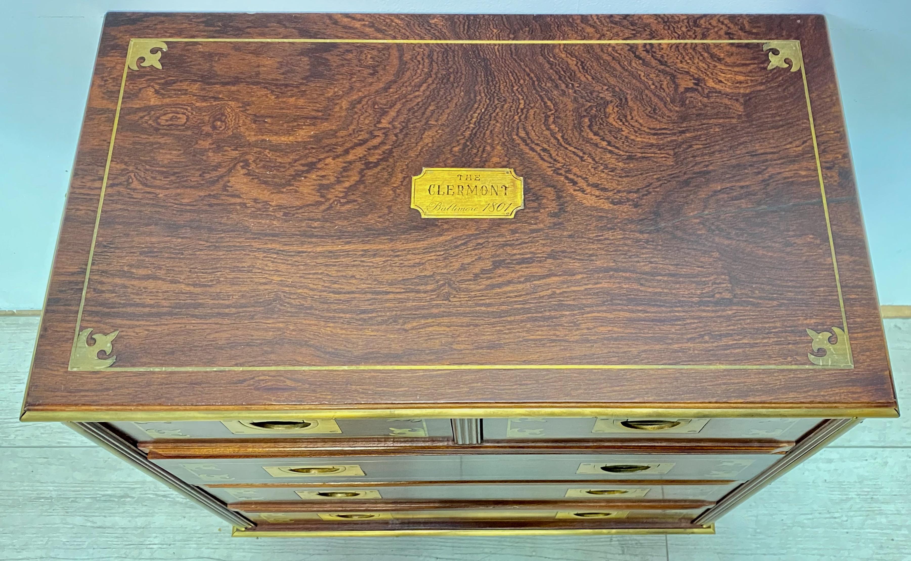 Campaign Style Mahogany and Brass Chest of Drawers 4