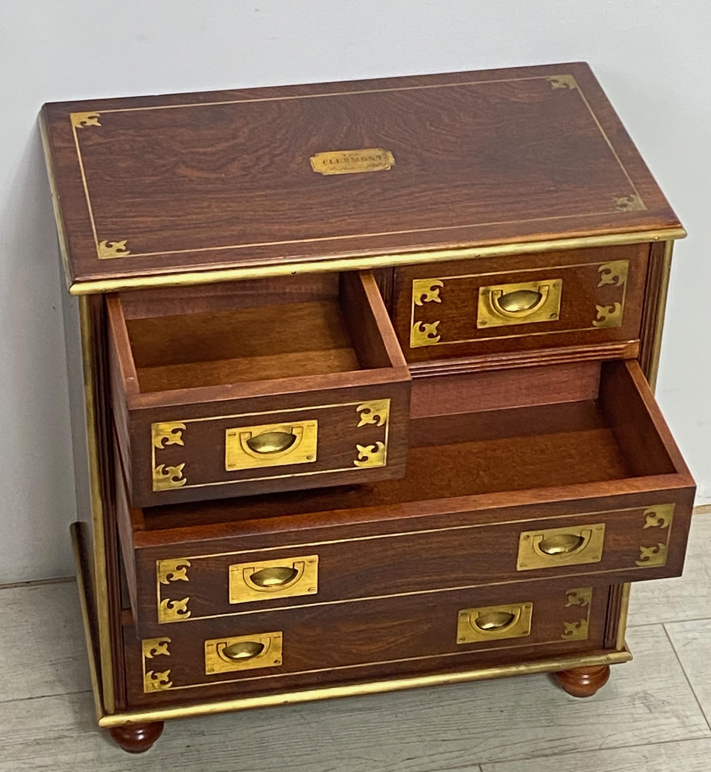 Campaign Style Mahogany and Brass Chest of Drawers 1