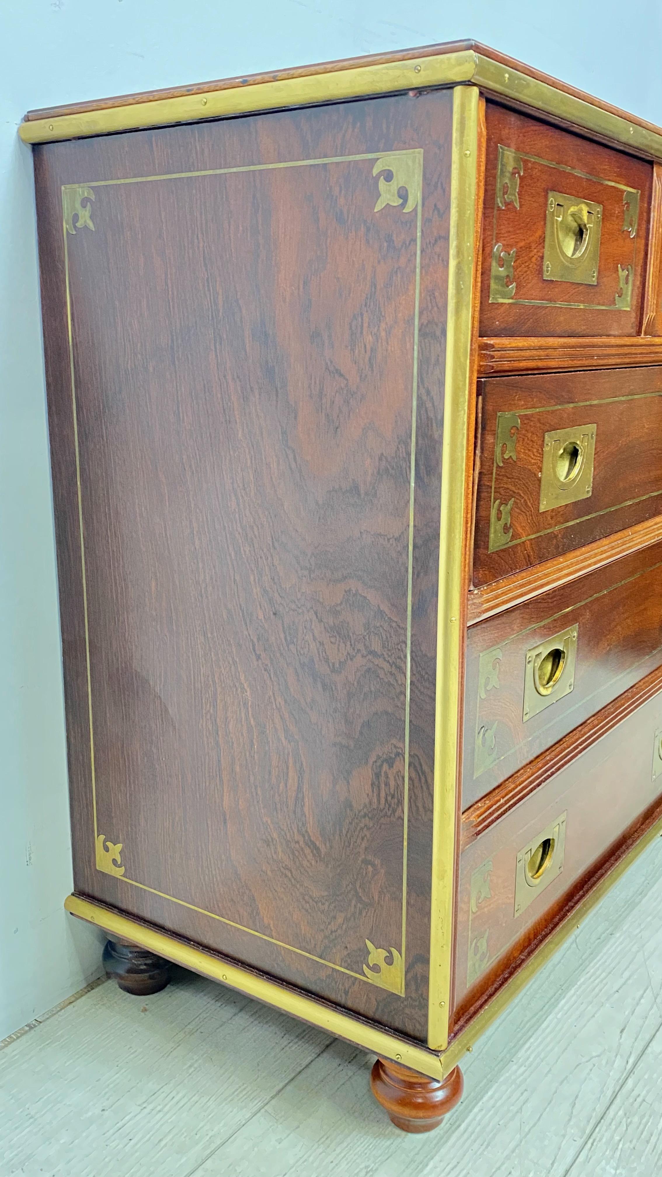 Campaign Style Mahogany and Brass Chest of Drawers 2