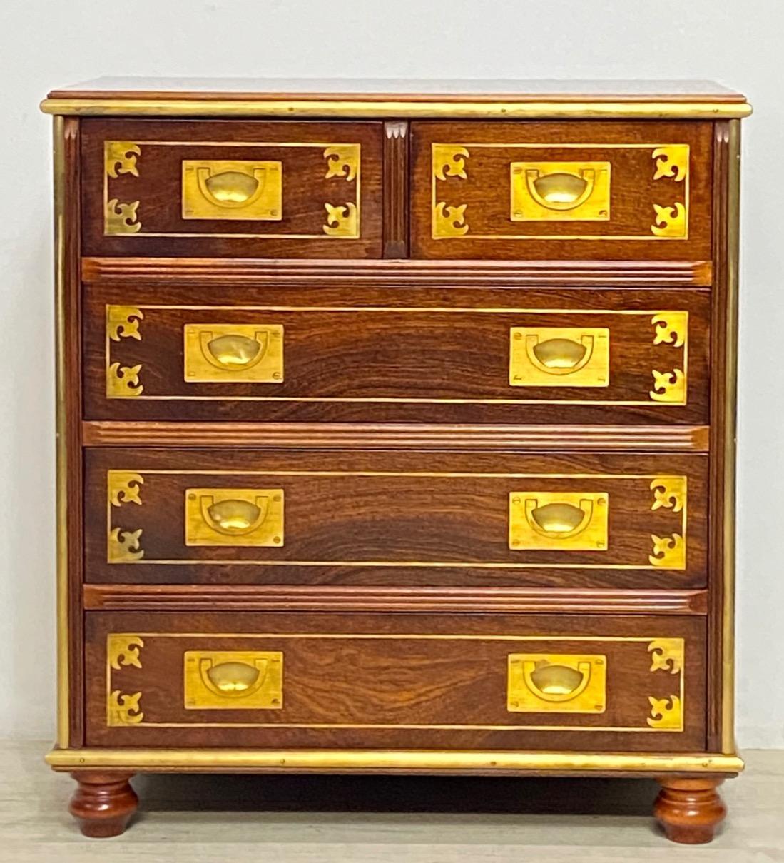 Campaign Style Mahogany and Brass Chest of Drawers 3