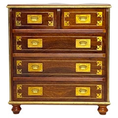 Campaign Style Mahogany and Brass Chest of Drawers