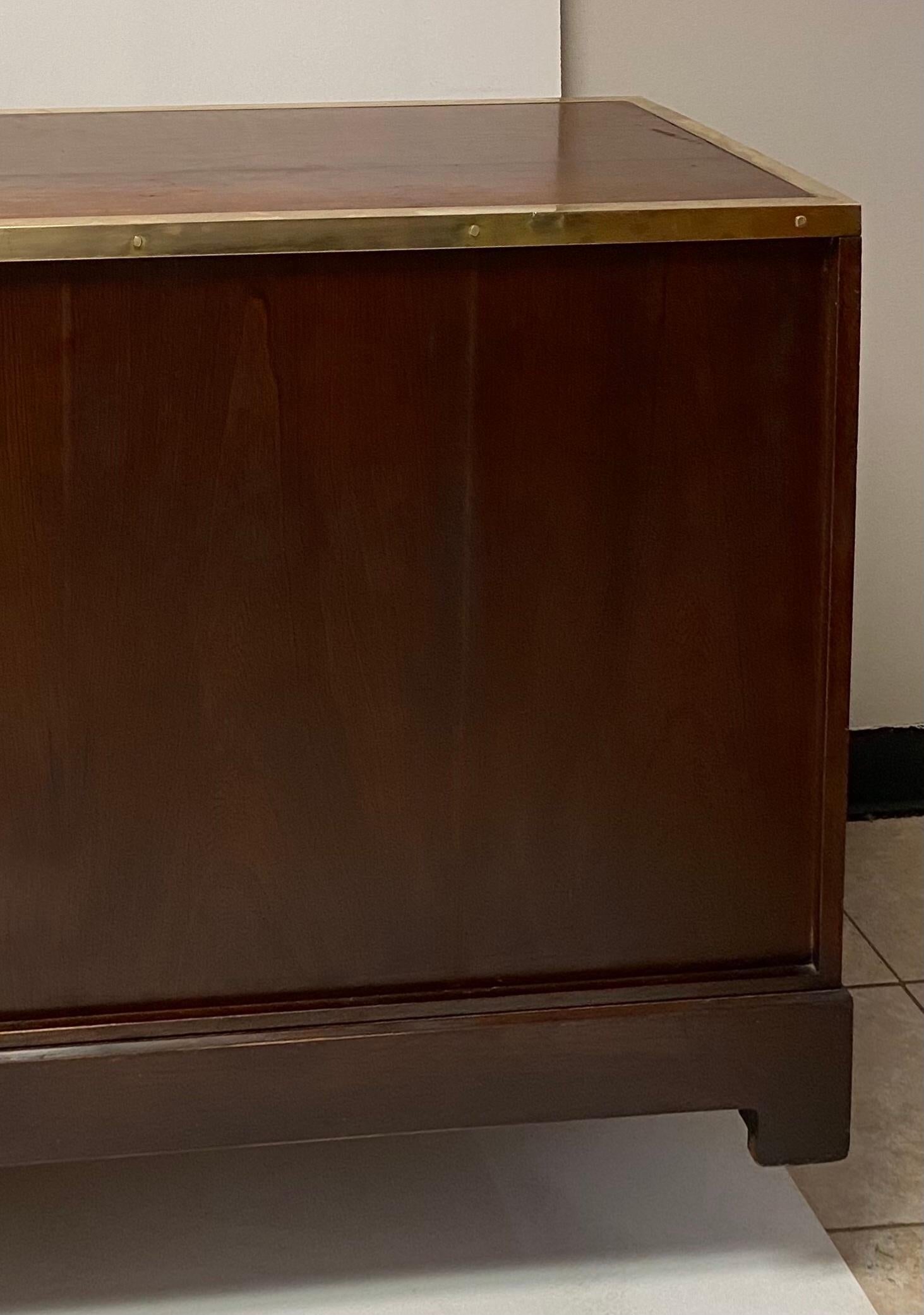 20th Century Campaign Style Mahogany and Brass Credenza Att. To Kipp Stewart for Directional