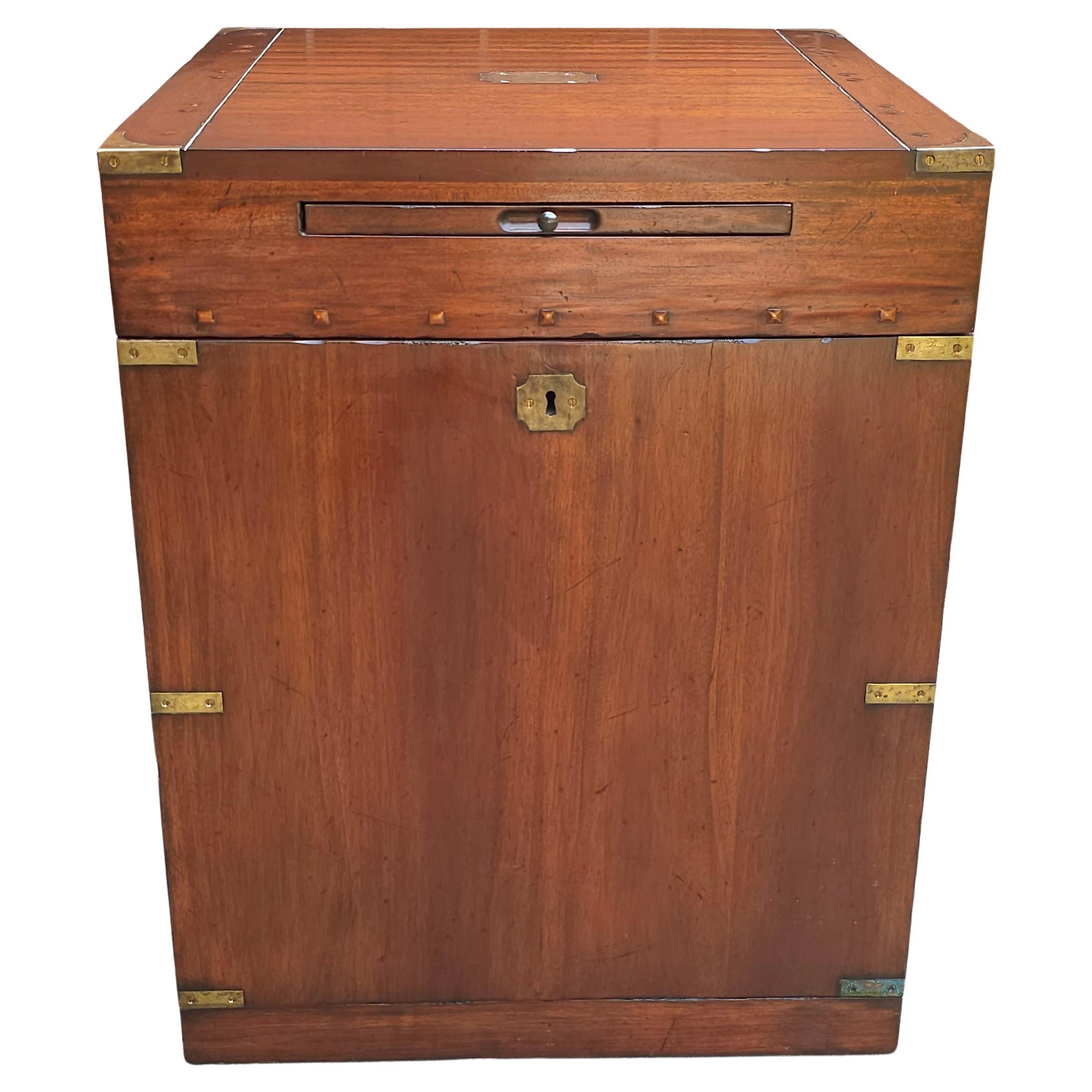 Campaign Style Mahogany and Brass Mounted Side Cabinet