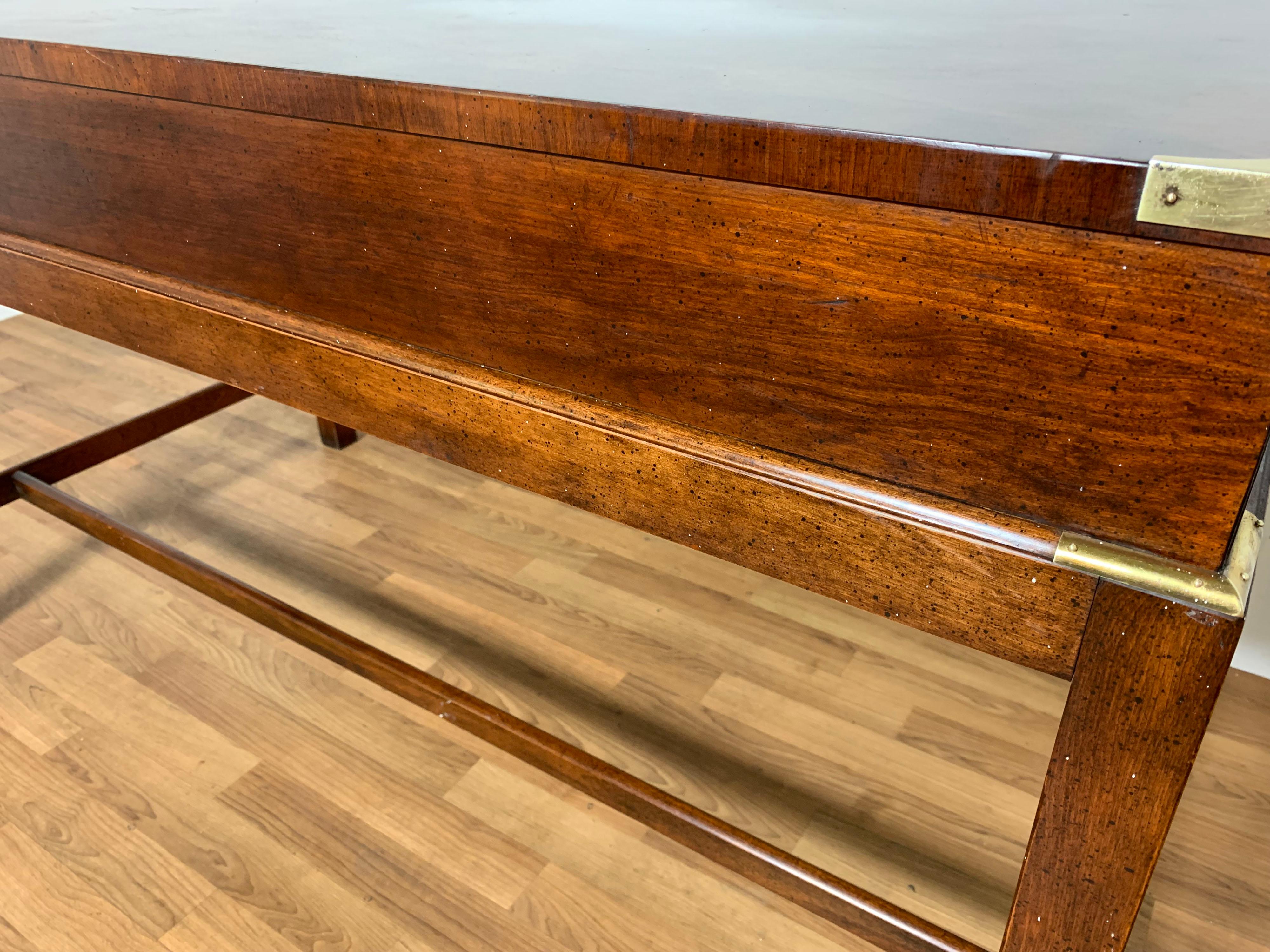 Campaign Style Mahogany Writing Desk with Brass Hardware, Circa 1970s 9