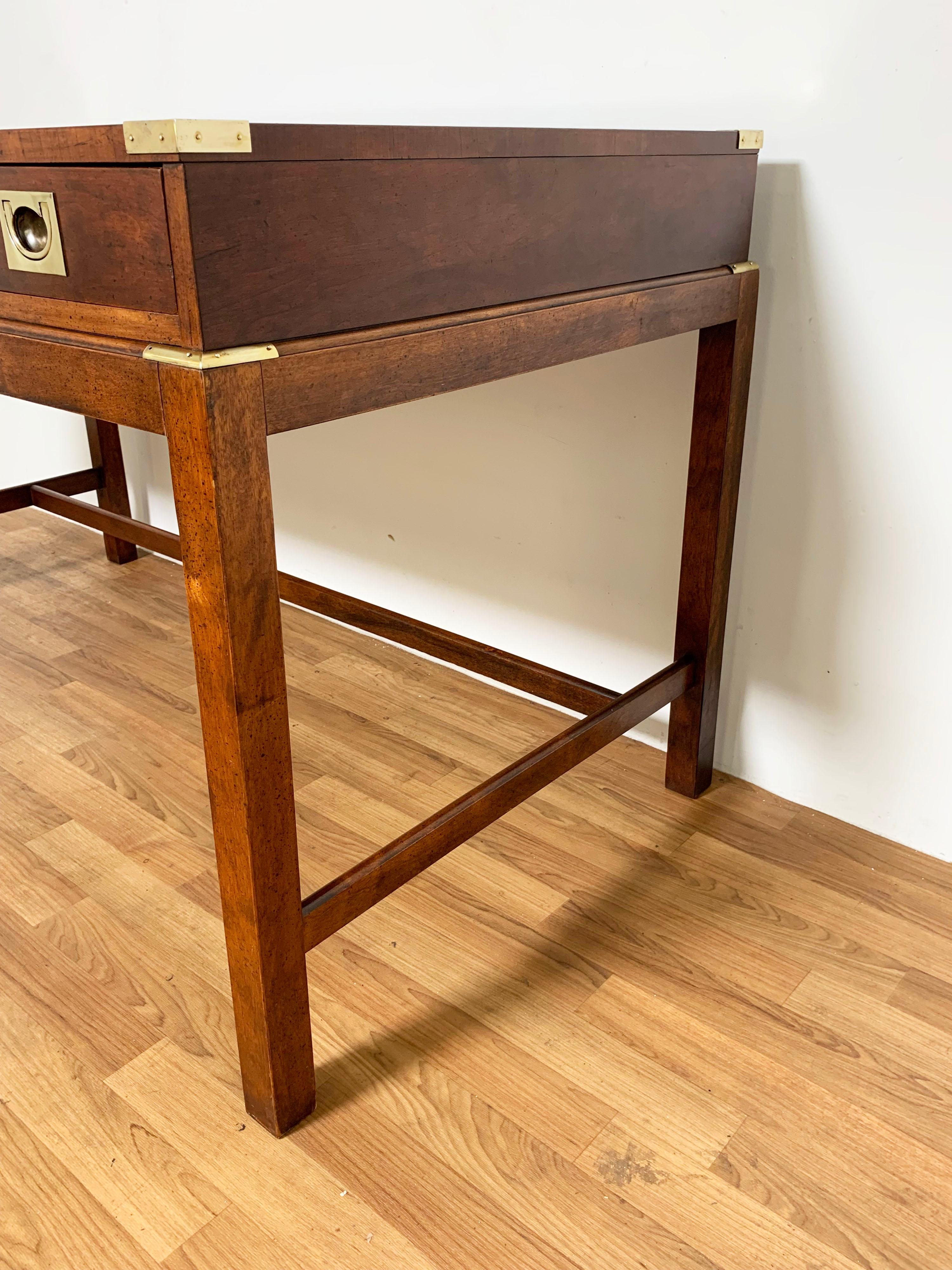 Campaign Style Mahogany Writing Desk with Brass Hardware, Circa 1970s 3